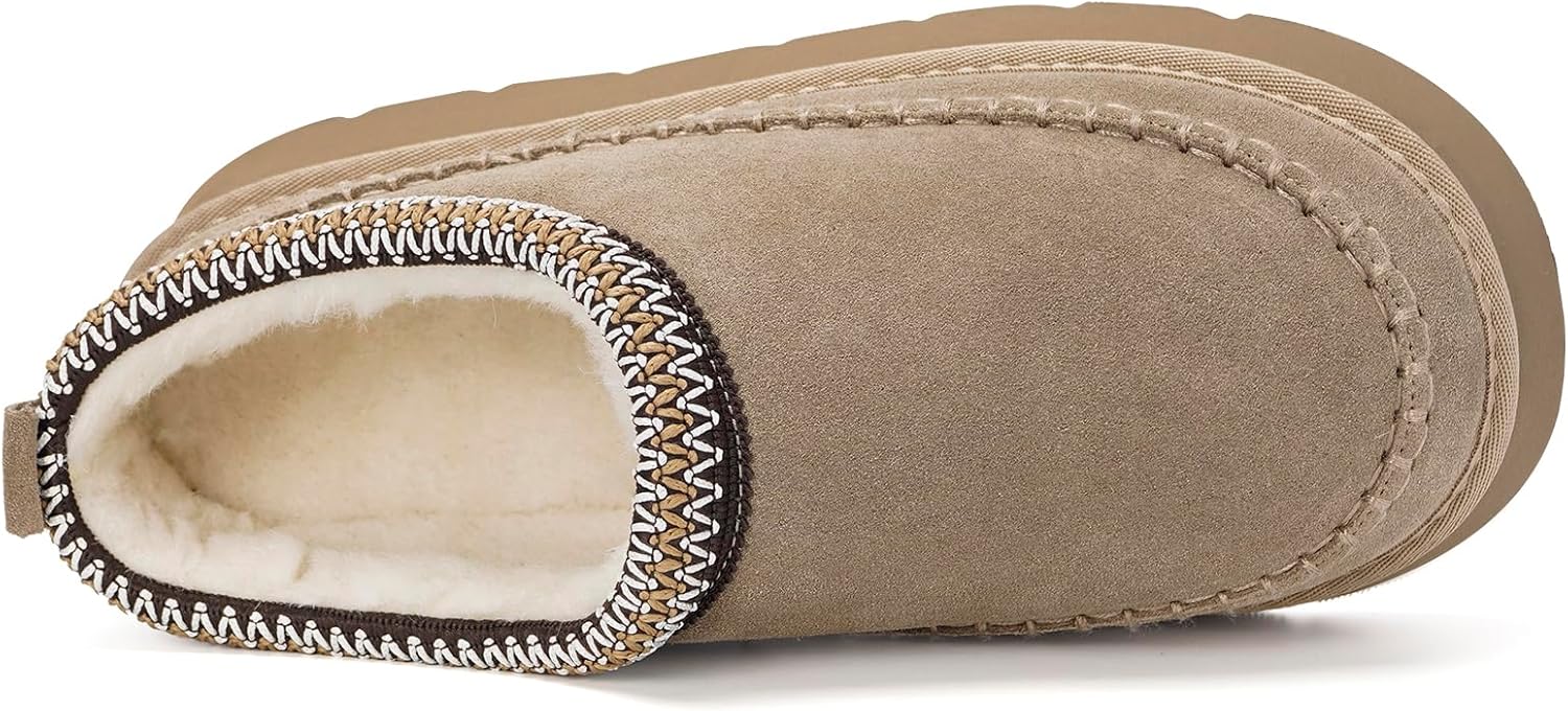 Womens Platform Slippers Ankle Mini Boots Water Resistant Genuine Suede Snow Winter Slippers Fur Fleece Lined Sneakers Cozy Outdoor Warm Slip On House Shoes - Image 4