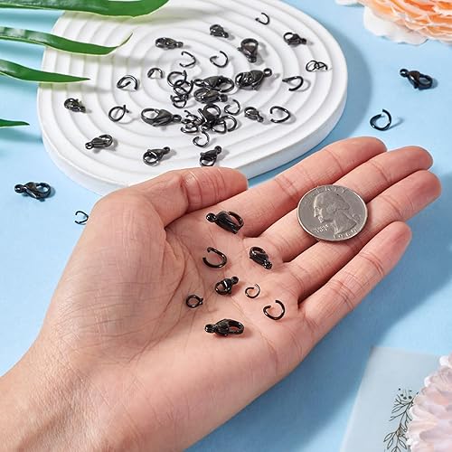 Vista 147 de Pandahall - 100 cierres de pinza de langosta de acero inoxidable, joyería de oro real de 24 quilates, cierre de langosta de 2 colores, cierre