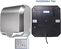 Vista 8 de Goetland Secador de manos comercial de acero inoxidable 1800w automático de alta velocidad resistente con pulido mate, paquete de 2