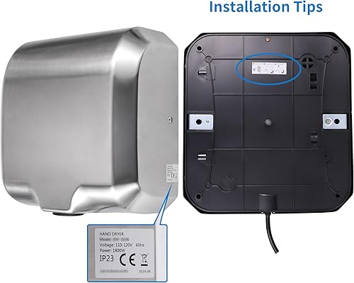 Miniatura 8 de Goetland El secador de manos comercial del acero inoxidable 1800w automático de alta velocidad embotado pulido