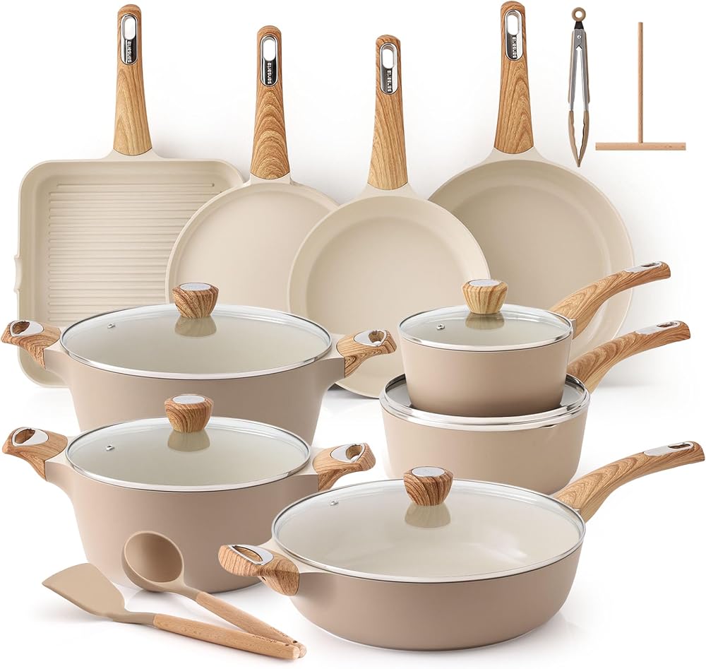 Ceramic Cookware Sets, Pots and Pans Set Non stick, Non toxic Healthy Induction Cookware, 26 Pcs Nonstick Kitchen Cooking Set, w/Frying Pans Set, Saucepans Set