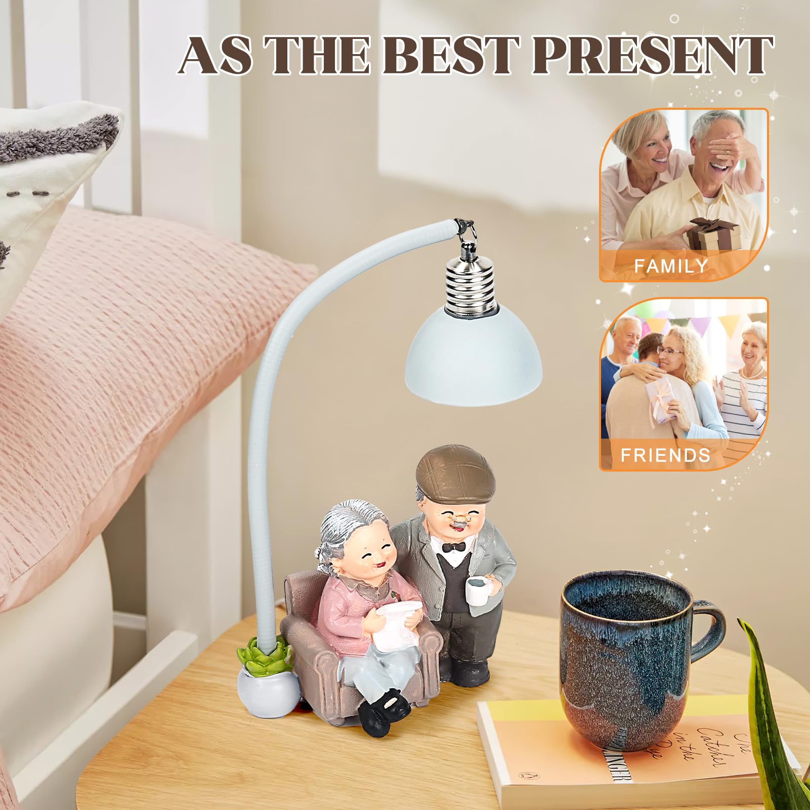 Figurines De Couple, Statue De Grands Parents Ages, Cadeau D'anniversaire De Mariage, Sculpture