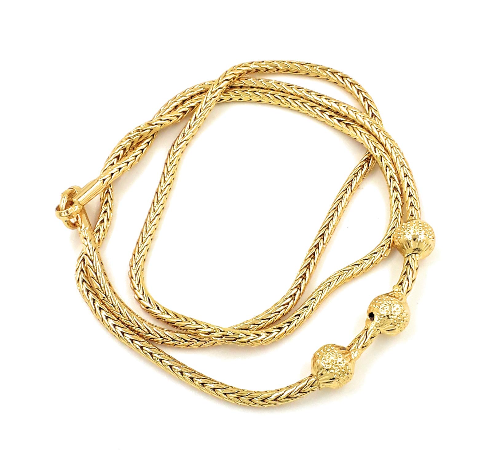 Anujeet Fashion 1837 Latest Stylish Gold Plated Fashion Jewellery Traditional Covering Long Ball Mugappu Chain for Women & Girls (B091FRSMR8) Amazon Price History, Amazon Price Tracker
