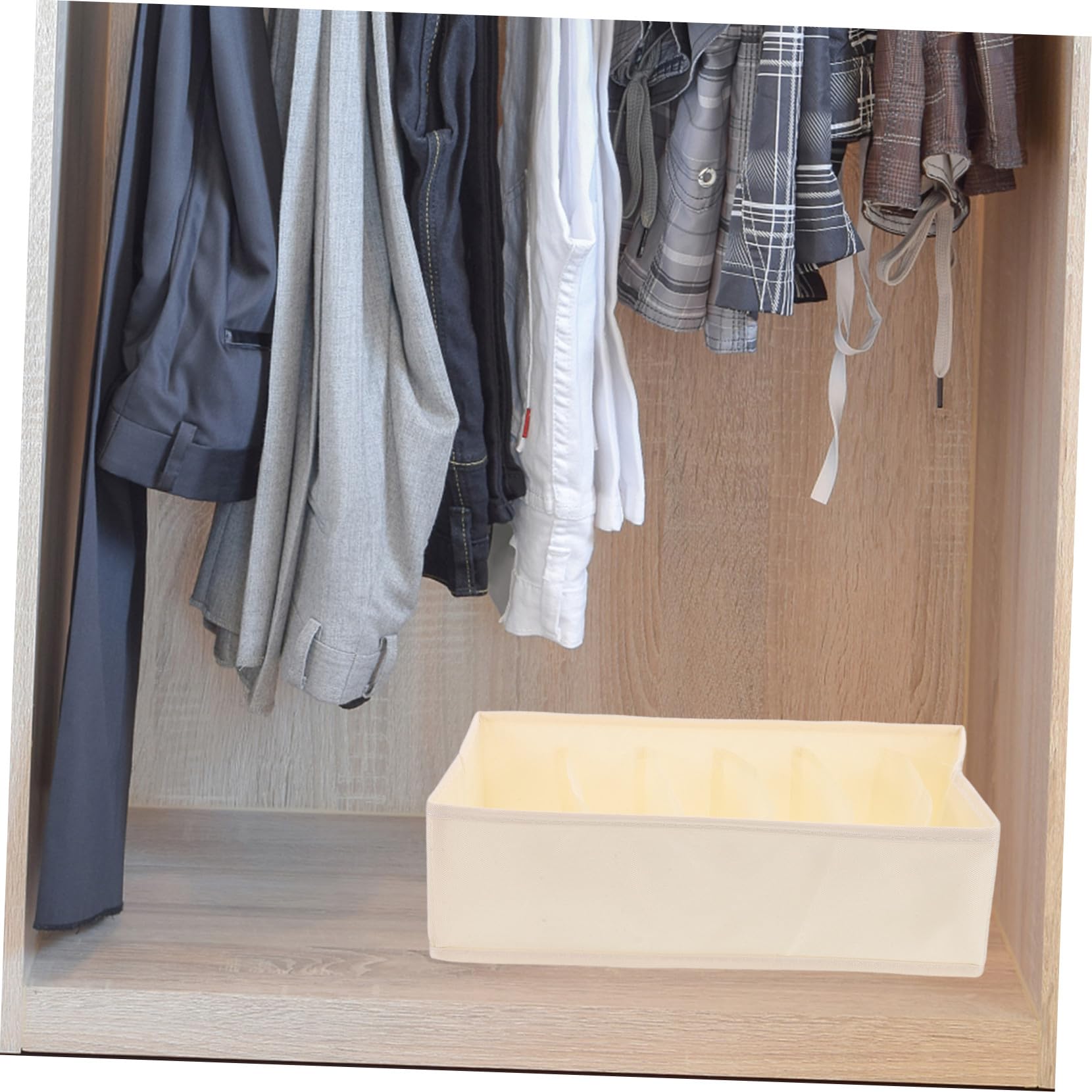 NOLITOY Organizador de Ropa Interior Masculina Beige de Tejido 6 Compartimentos, Set de 3 Piezas Multifuncional para Cajones, Solución Ahorradora de Espacio para Armario