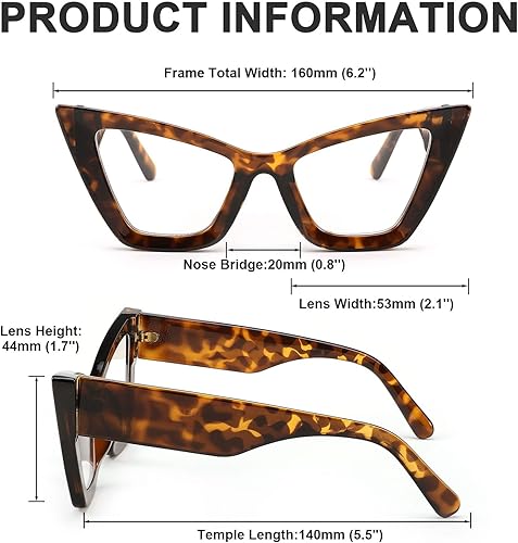 Miniatura 4 de Louriy Gafas de gran tamaño con bloqueo de ojo de gato con luz azul deslumbrante digital para mujer