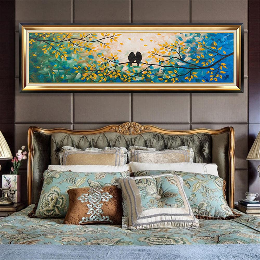 Broderie diamant Arbre et oiseaux 5D grand format pour embellir le salon et la chambre