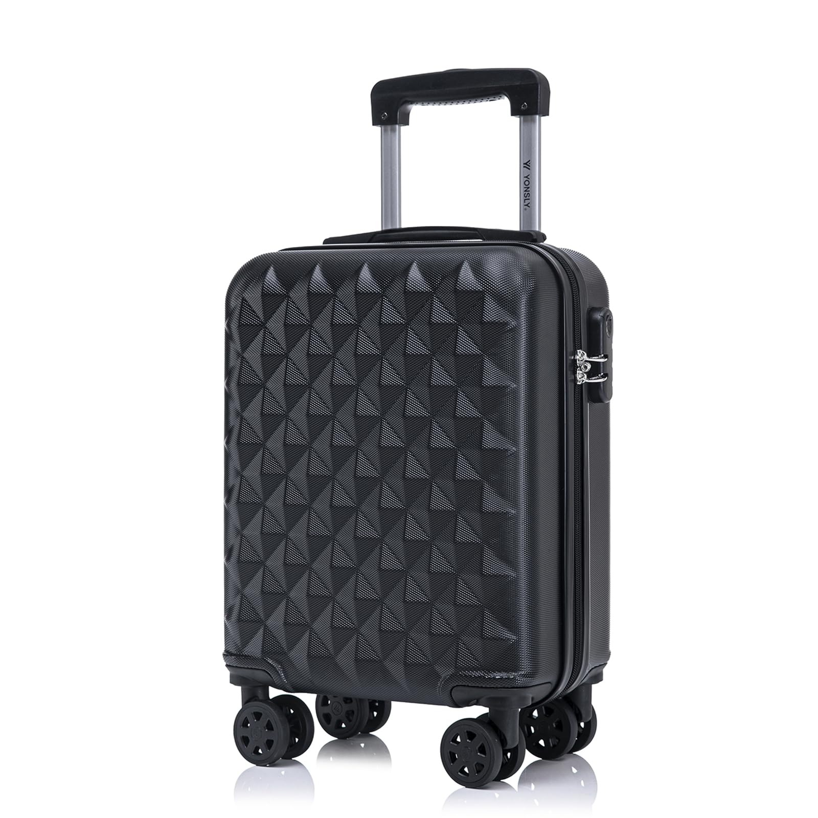 YONSLY Trolley Koffer Set, Reisekoffer, Rollkoffer Handgepäck, Kabinkoffer Suitcase, Gepäckset mit 360° Rollen, Hartschalenreisekoffer, Zahlenschloss, Gummigriff