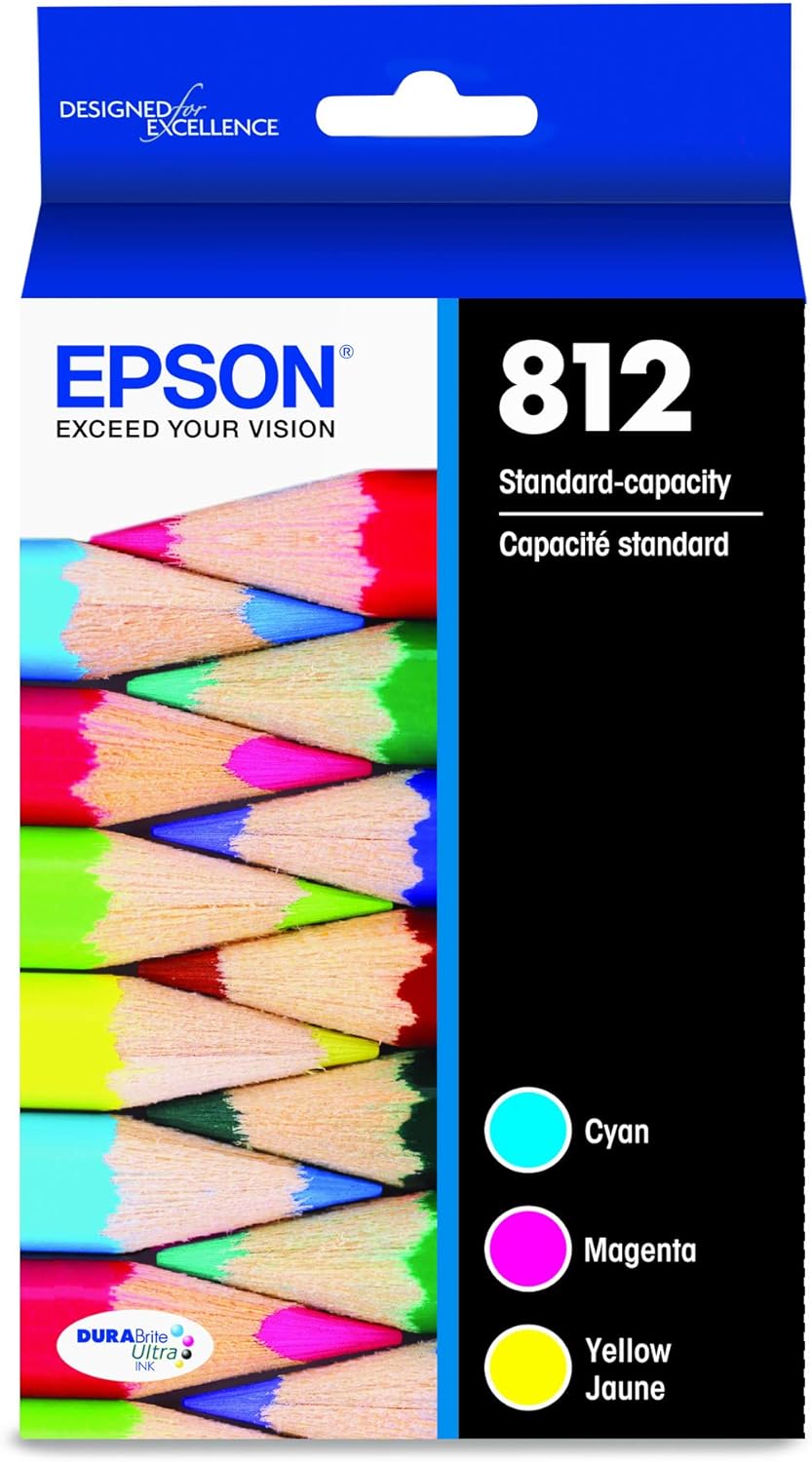 EPSON 812 DURABrite Ultra Ink Standard Capacity Color Combo Pack (T812520-S) Works with WorkForce Pro WF-7310, WF-7820, WF-7840, WorkForce EC-C7000