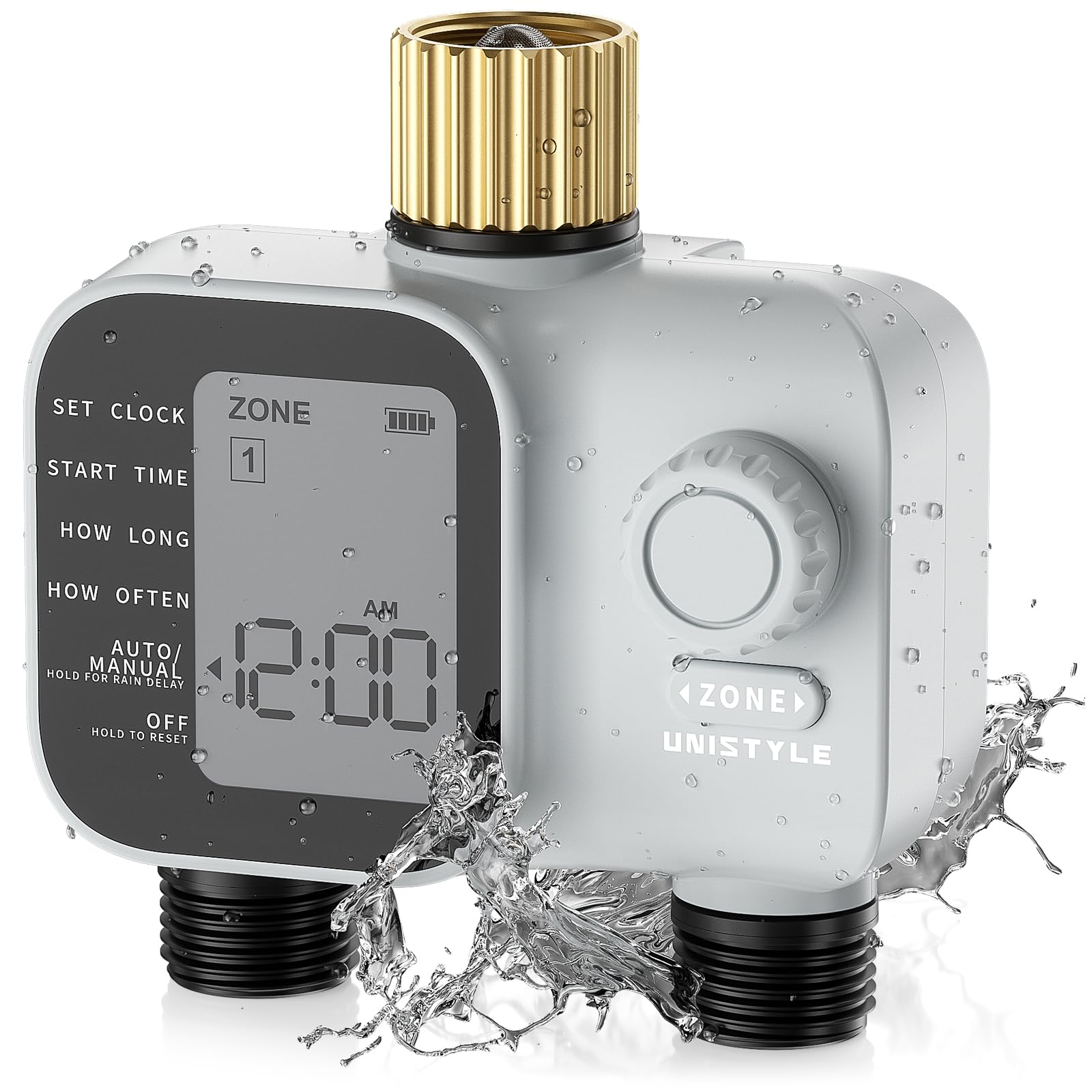 Photo 1 of [All-New 2027] Heavy Duty Sprinkler Timer 2 Zone with Brass Inlet, Unistyle Water Timer for Garden Hose with Rain Delay and Manual Water/Automatic Irrigation, Hose Timers Yard Lawn Patio