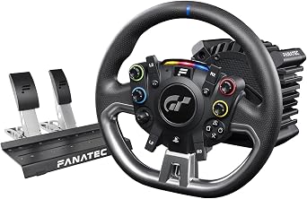 Officially Licensed FANATEC Gran Turismo DD Pro PlayStation Shim Racing Steering Wheel, Base, Pedals - Polyphony Digital Steering Wheel, 5Nm FluxBarrier Direct Driver, 2 Pedals Included - PC, PS5, PS4
