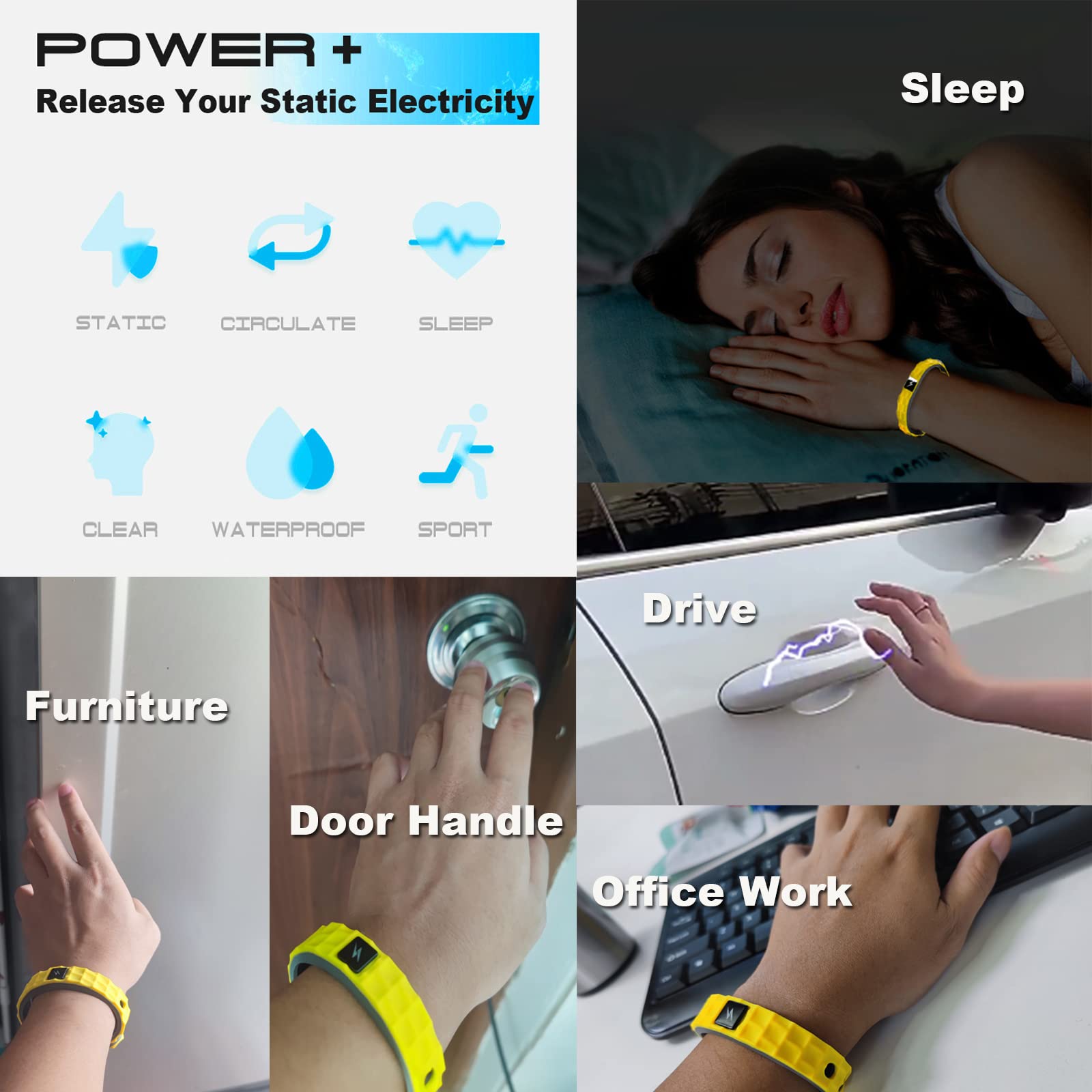 PAIQIU Antistatische Polsband - Siliconen Bescherming Tegen Statische Elektriciteit, Verwijder Statische Balans Anion Armband, Verstelbare Sport voor Mannen en Vrouwen, Zwart
