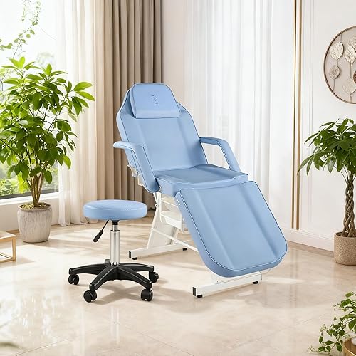 Miniatura 111 de Cama de spa de masaje, silla facial, mesa de tatuaje, 73 pulgadas, 3 secciones, cama de masaje multiusos, silla facial profesional, mesa de tatuaje