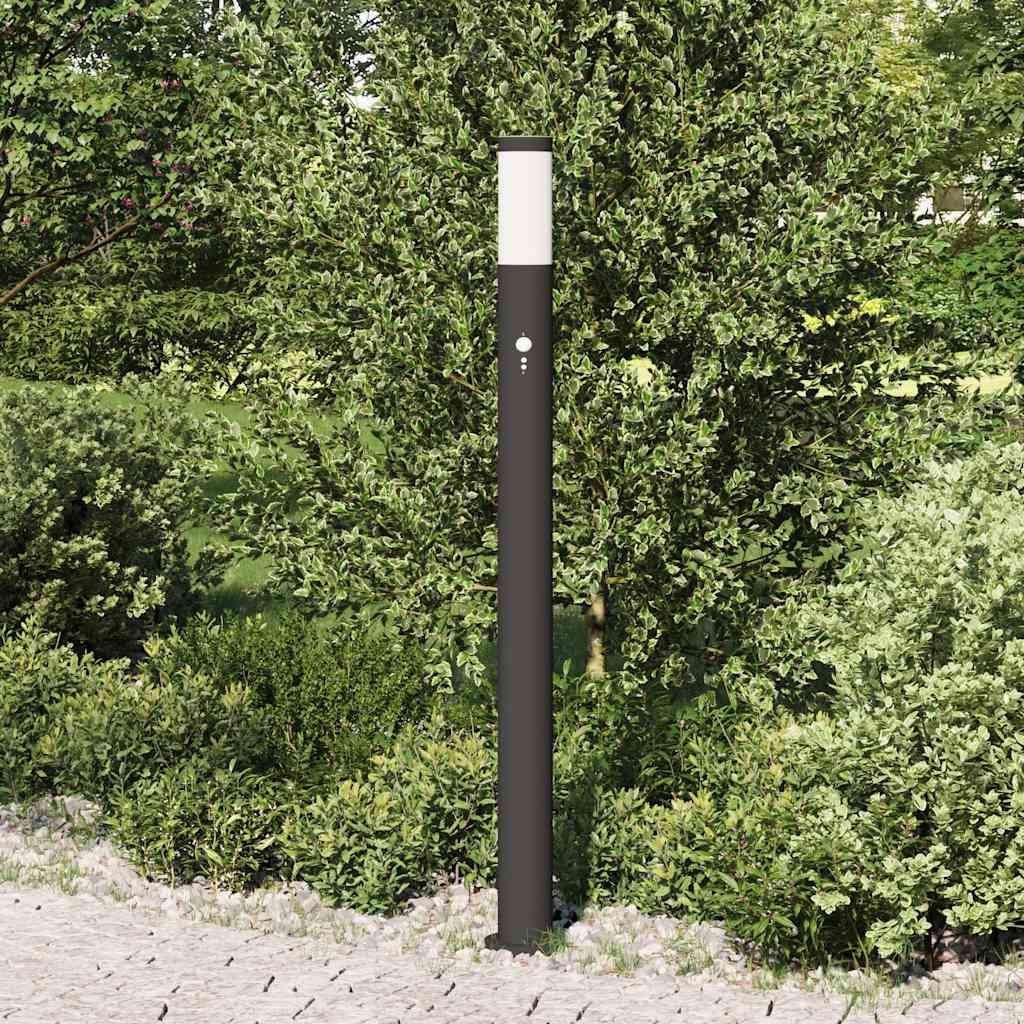 Lampada a colonna in acciaio inox con sensore, altezza 110 cm, IP44, resistente alle intemperie, per esterni, terrazza, vialetto, giardino, con diffusore e sensore di movimento PIR a 120°
