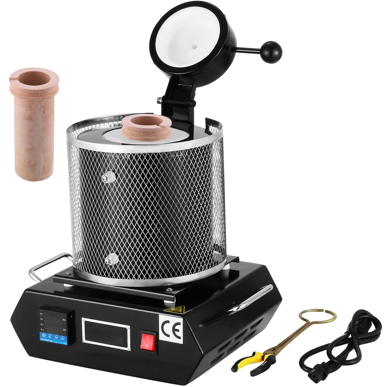 VEVOR Goldschmelzofen 1350 W, 1150 °C Max, digitaler elektrischer Schmelzofen mit Keramiktiegel