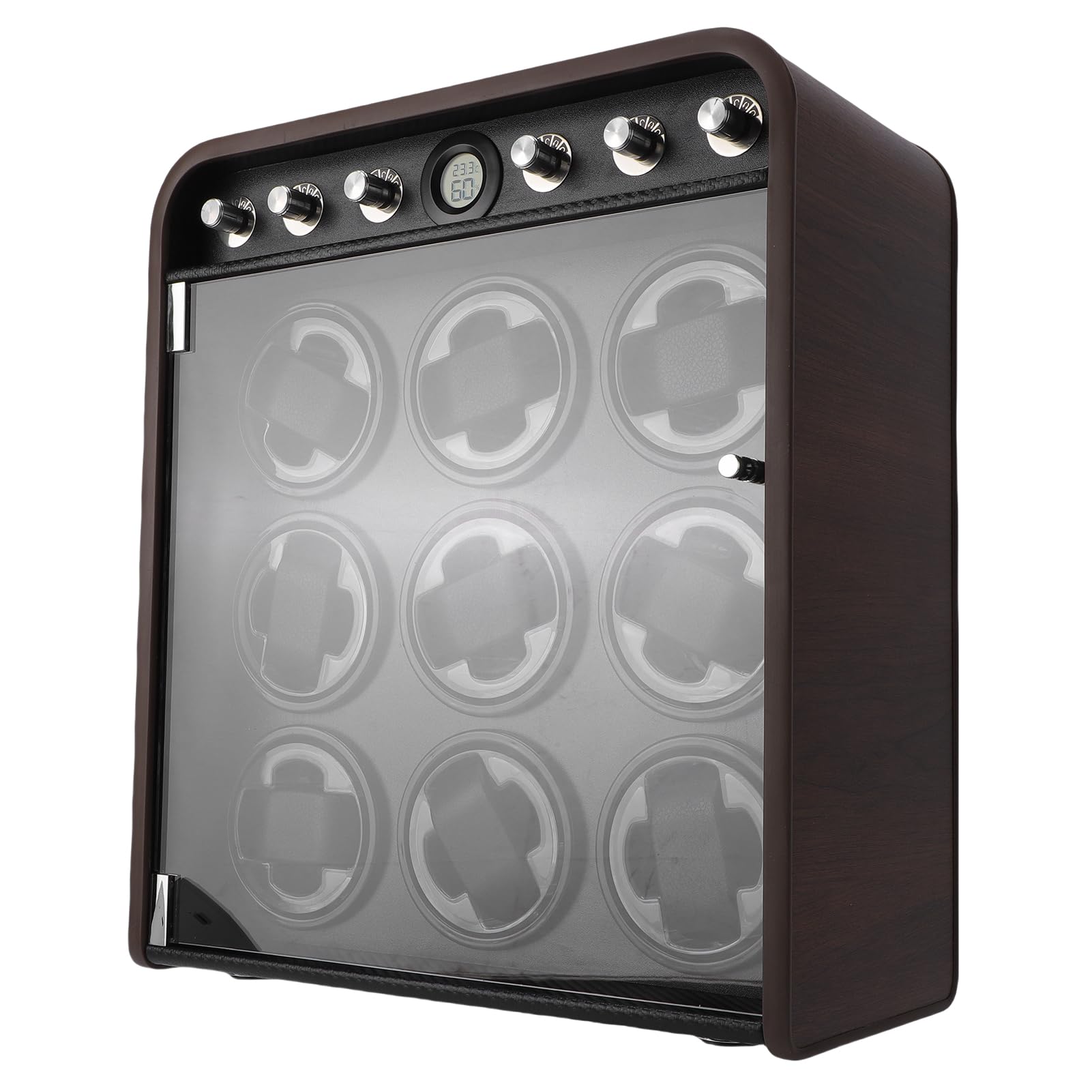 Alomejor Caricaorologi, Funzionamento Silenzioso a 10 DB con Lente Traslucida di Grado Ottico e Sensore di umidità della Temperatura, per Orologi Automatici con Luce LED Bluetooth