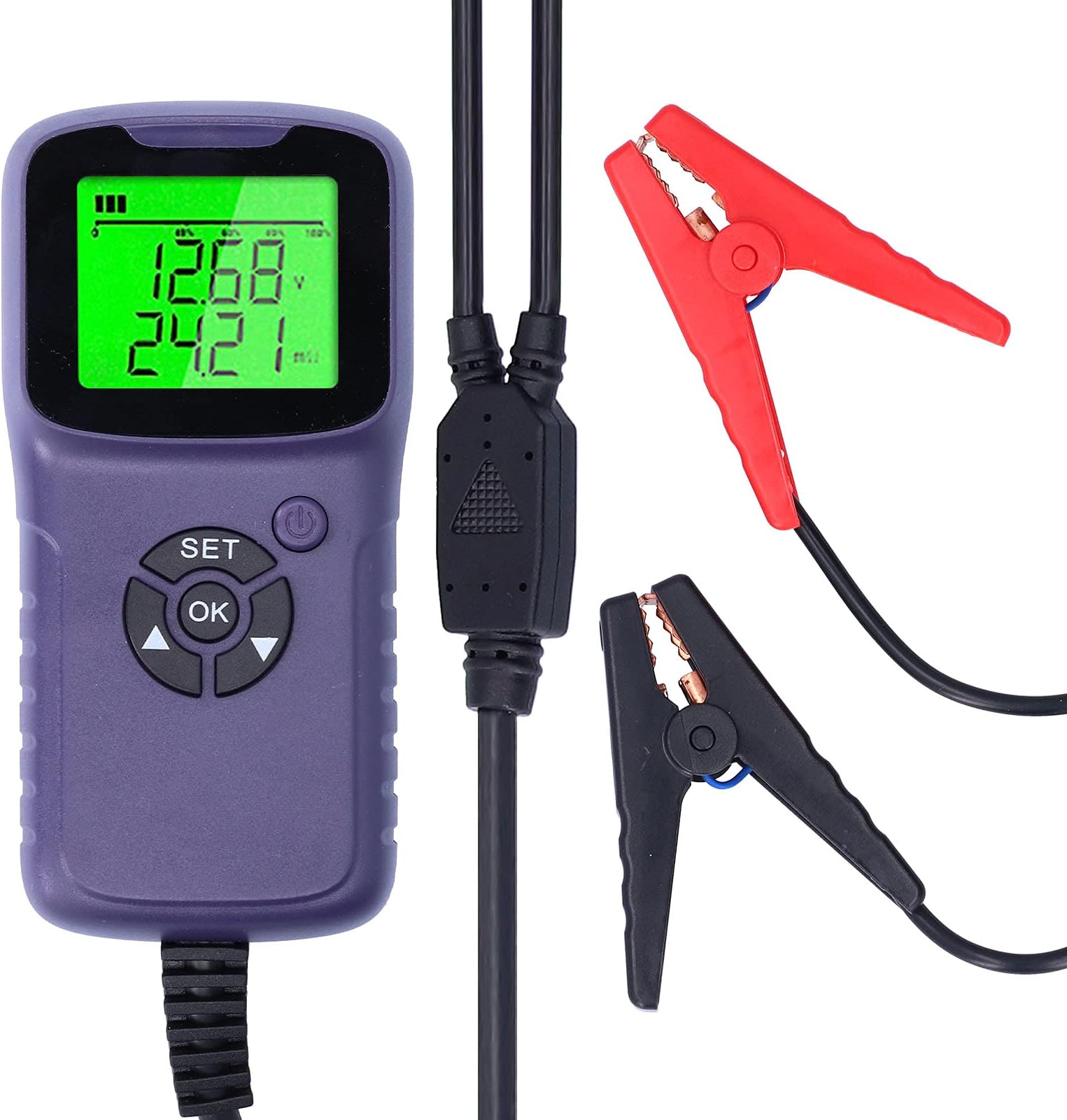 Digital Car Battery Tester, LCD Auto Battery Test Analyzer 12V, CCA 100-1700, Portable Diagnostic Tool - Accurate Load Testing, Beep Alert, Compatible with Flood AGM Gel Batter (Type 4)