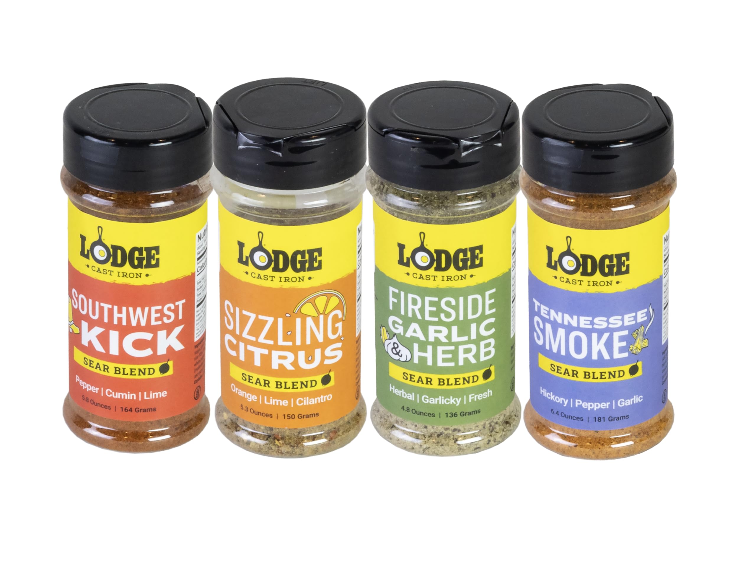 Lodge Sear Blend - Made for Cast Iron Cooking - Use Over the Grill, On the Stove, or Even in the Oven, Non-GMO (4 Pack) - Variety Pack