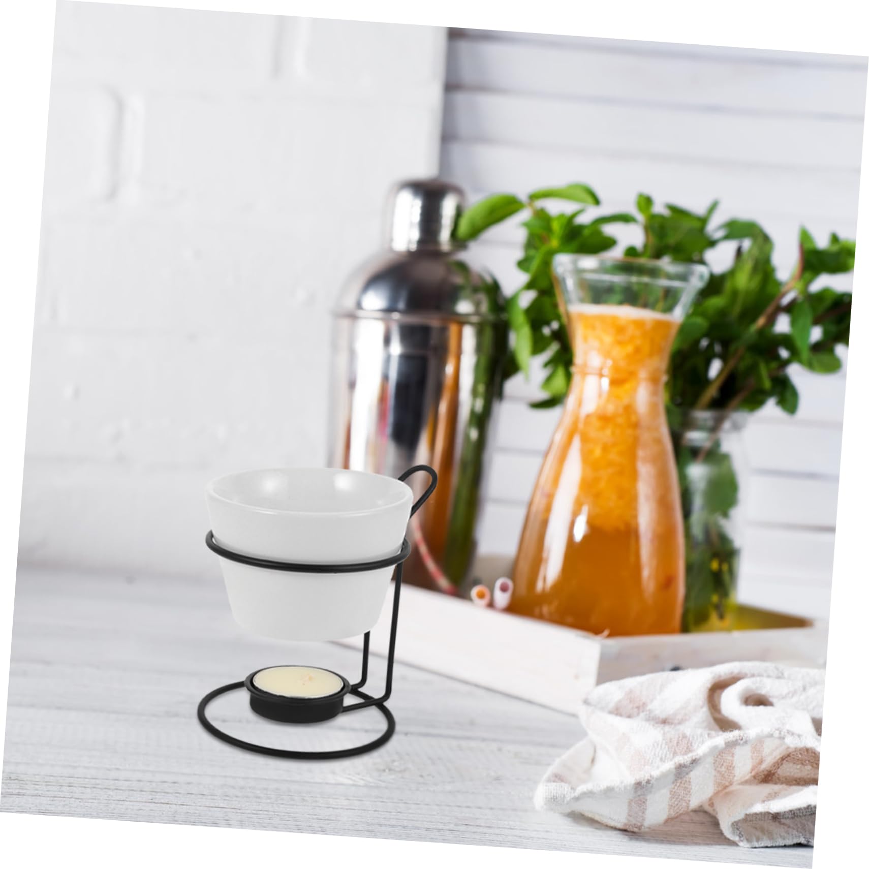 LABRIMP Set Scaldaburro in Ceramica Scioglitore Di Cioccolato Pentola Per Fonduta Melting Pot Per Gelato Griglia in Ferro