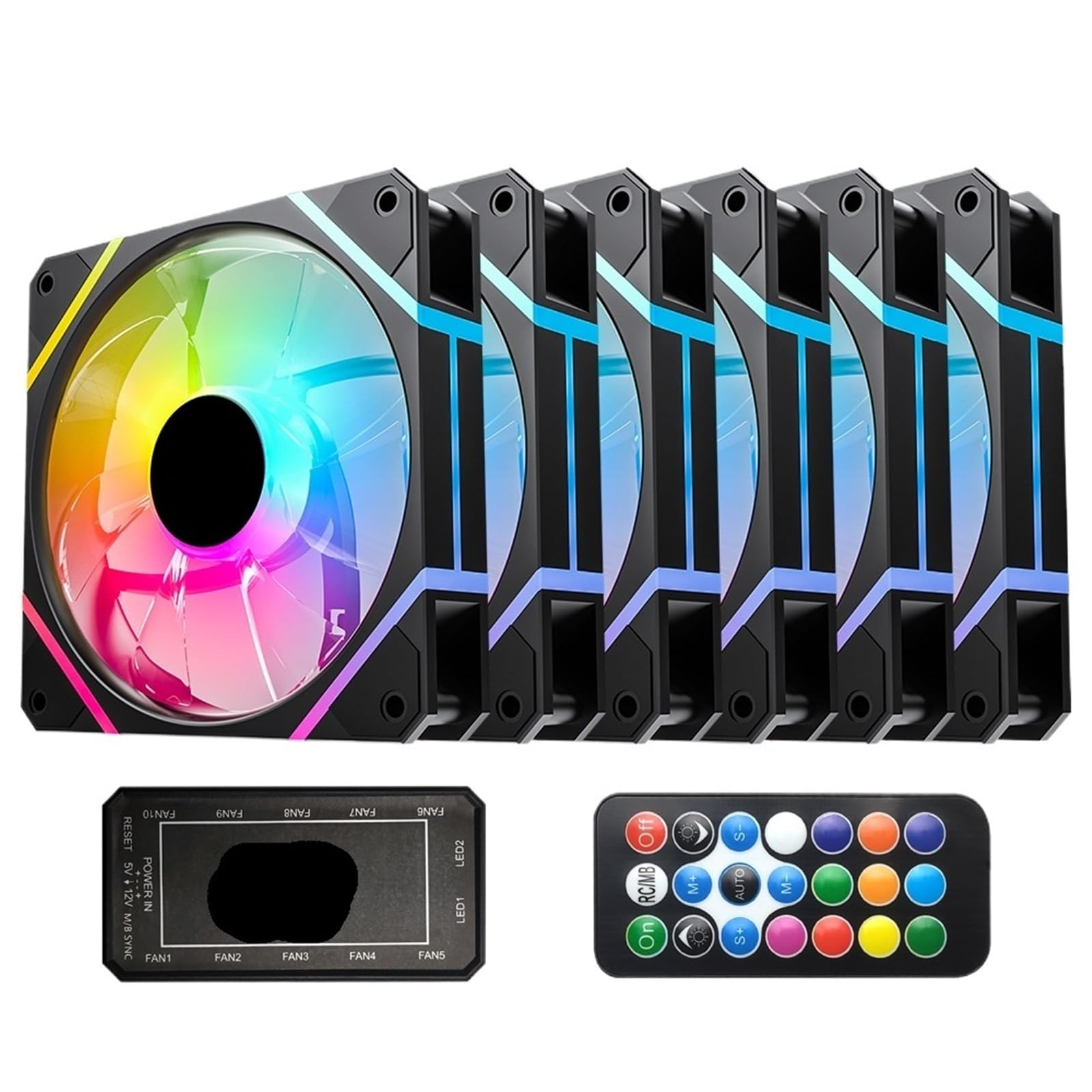 Ventilador AM12 RGB Ventoinha PC Controladora 120mm Kit de ventilador de caja de computadora de 6 pines Ventilador de refrigeración de CPU Ventilador Argb 12 cm Ventilador