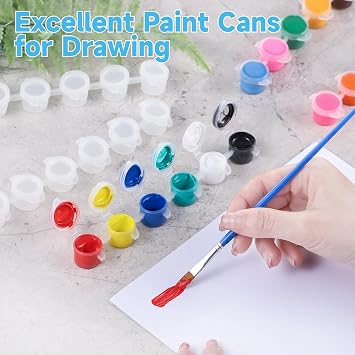 150 Strips Mini Empty Paint Cups, 900 PCS Paint Cup Pots Cans, Mini Clear Plastic Paint Storage Containers with Lids, 3ML Art Painting Craft Supplies for Classrooms Schools Paintings Art Festivals