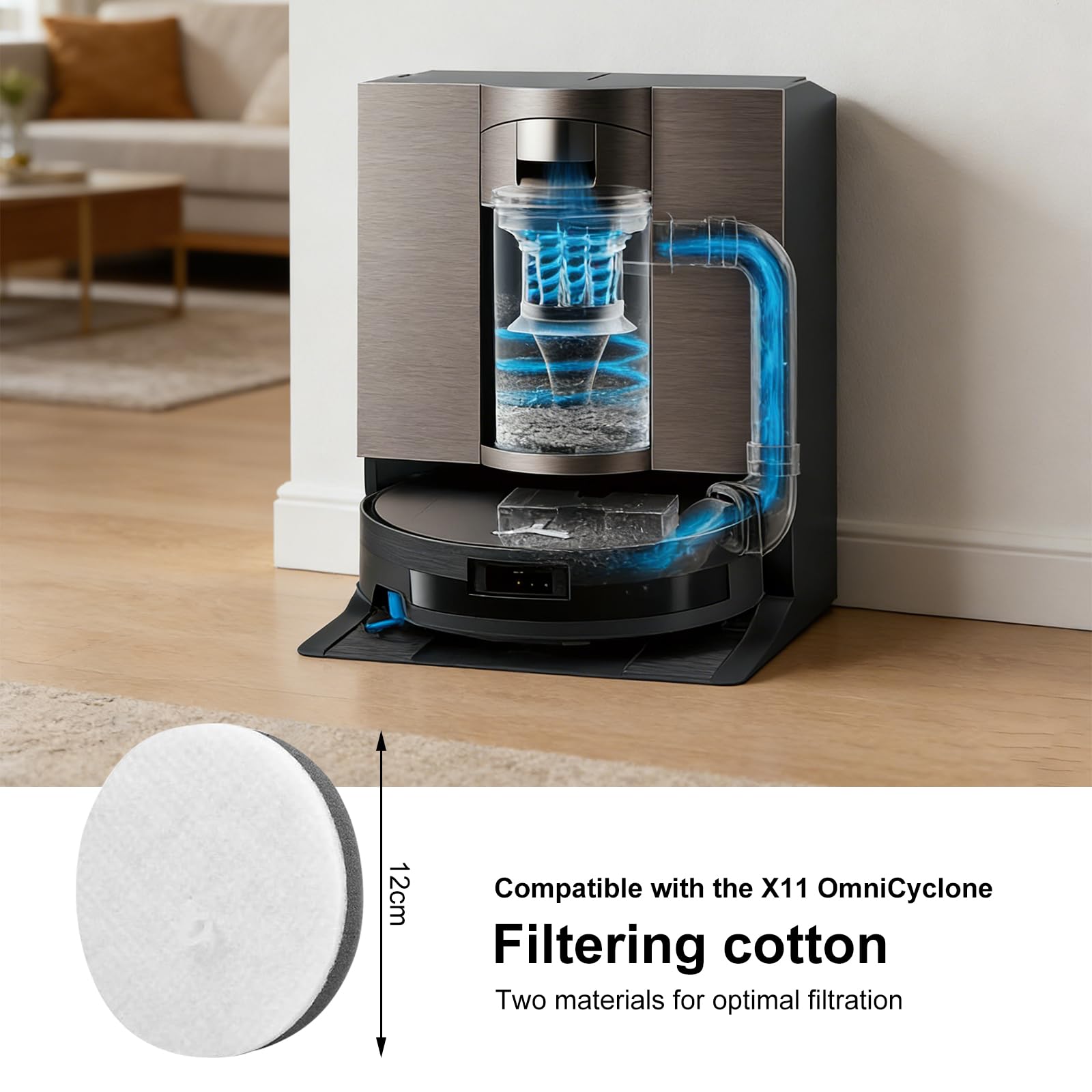 Set di accessori per aspirapolvere robot Ecovacs Deebot X11 OmniCyclone – 1 spazzola principale, 2 spazzole a rullo, 4 filtri, 4 filtro, 4 spazzole laterali, 1 spazzola per la pulizia