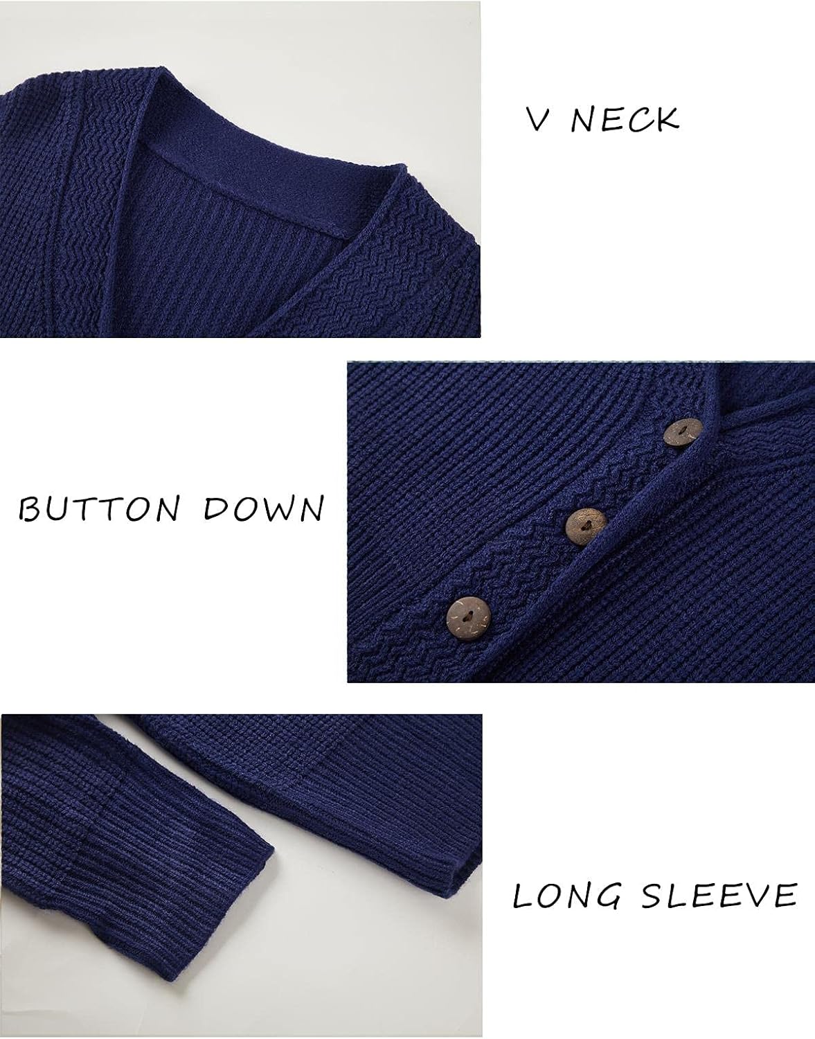 Febriajuce Women's Long Sleeve V-Neck Button Down Rib Knit Cropped Cardigan Sweater - Image 3