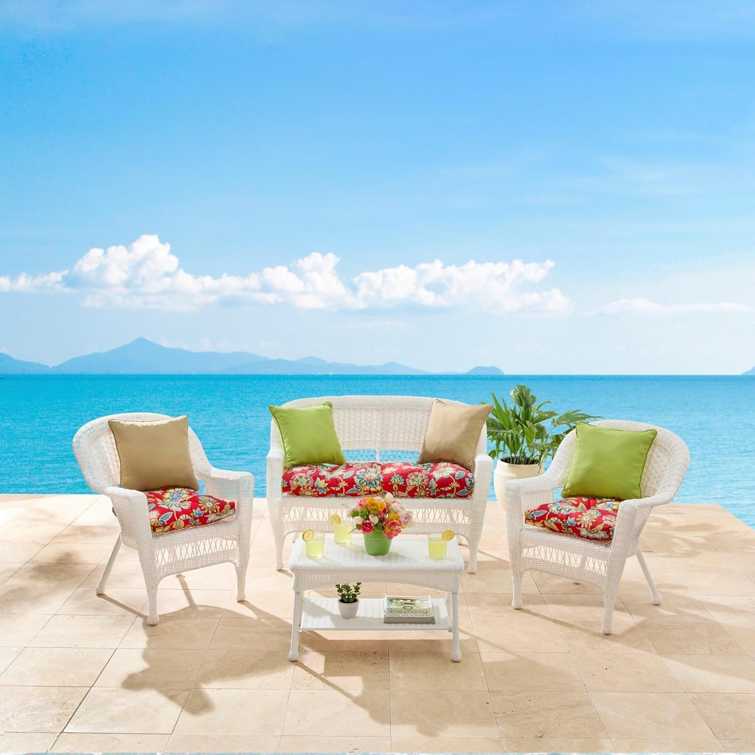 BrylaneHome 20" Square Throw Pillow - Patio & Outdoor - Water, Stain & Fade Resistant - Evening Blue Dot