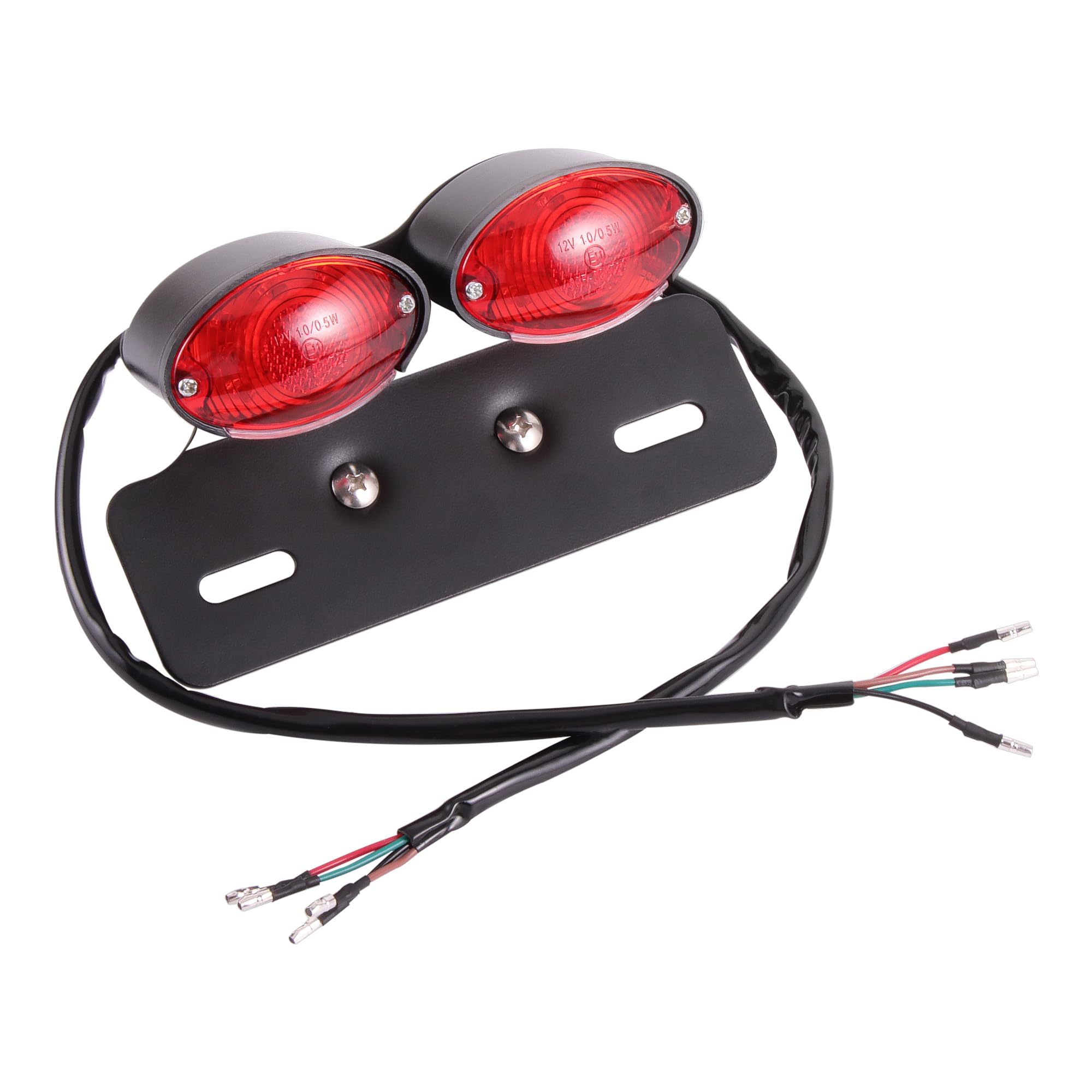 GOOFIT Motorcycle Double Bulb Rear Brake Indicator Tail Light With Integrated Turn Signals Backup Lamp Replacement For Scooter Bike ATV Red