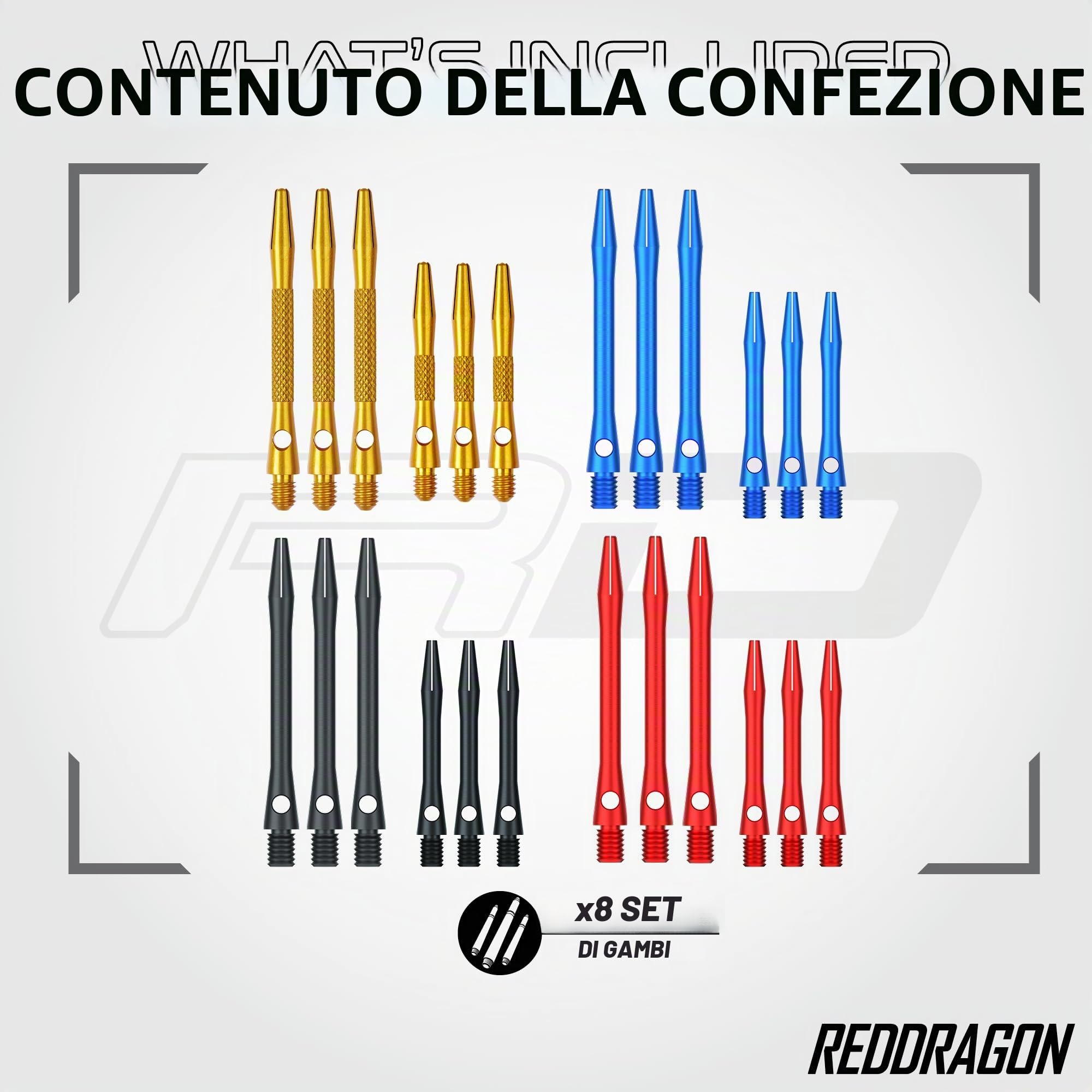 RED DRAGON Freccette – Pro Aluminium Accessory Pack – Include alette per freccette, aste, cera per presa delle dita, salva-alette e altro ancora – Accessori professionali per freccette