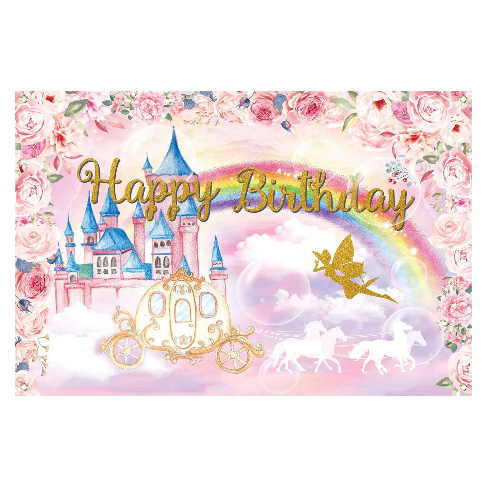 Buy 5x3ft Durable Fabric Princess Birthday Backdrop Royal Castle