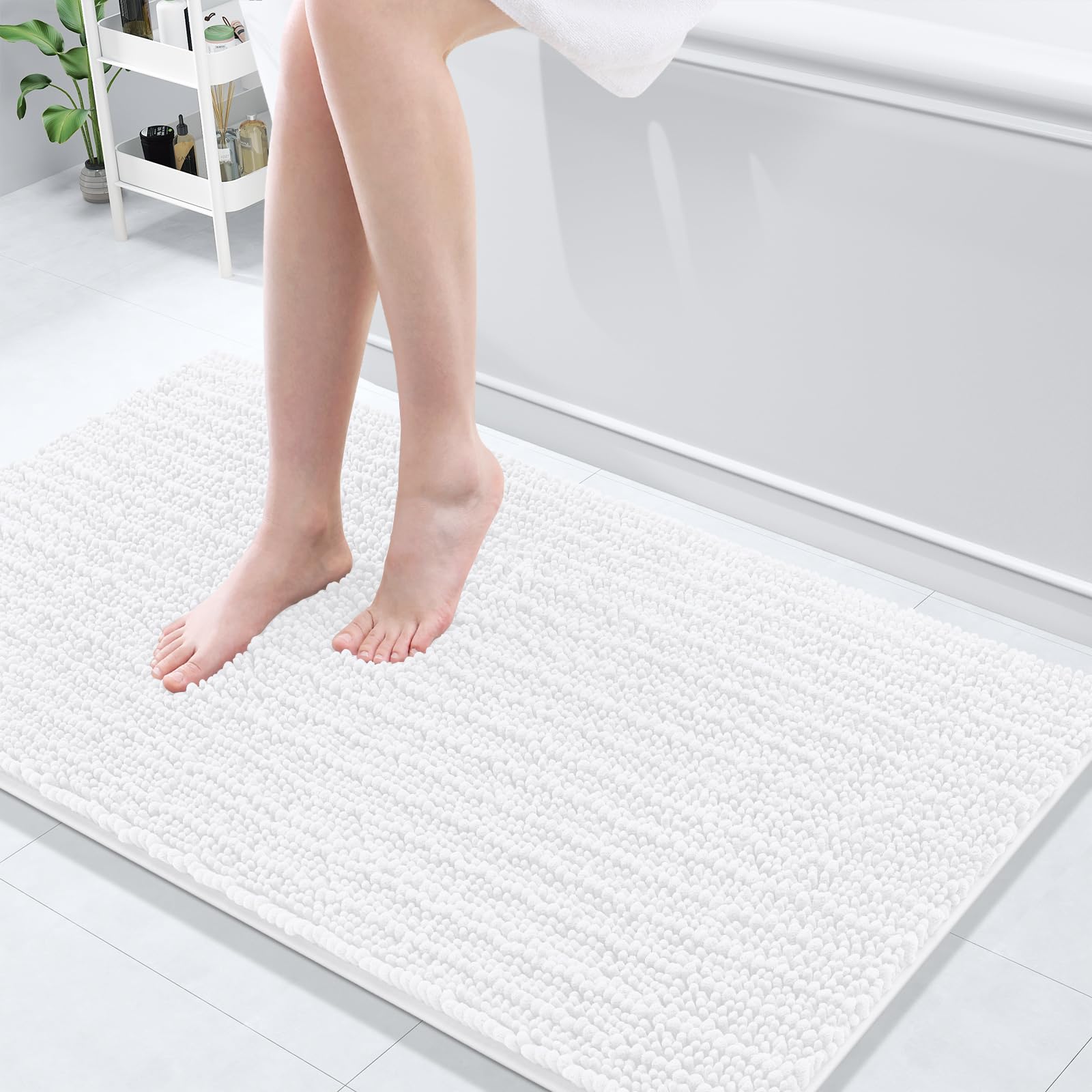 Arotive Luxury Chenille Bathroom Rug Mat, Extra Soft Thick Absorbent Shaggy Bath Rugs, Non-Slip Machine Wash Dry, Plush Bath Mats for Bathroom, Shower