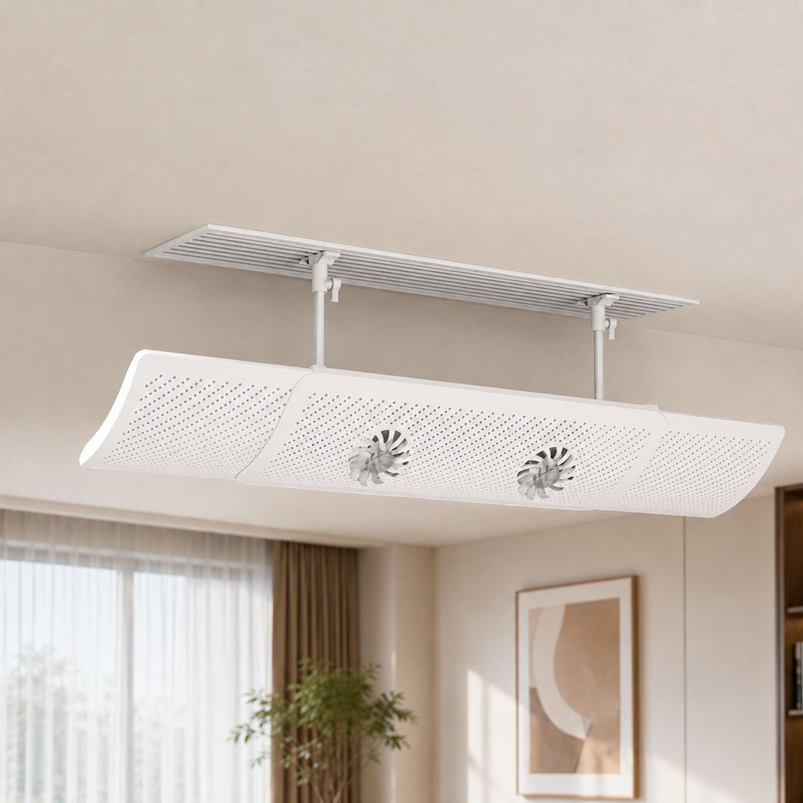 WAMJ AQDY AC Vent Deflector for Home HVAC Vents and Ceiling Registers, Adjustable Air Conditioner Deflector, Expandable Clip-On Airflow Redirector with Built-In Guide Wheels