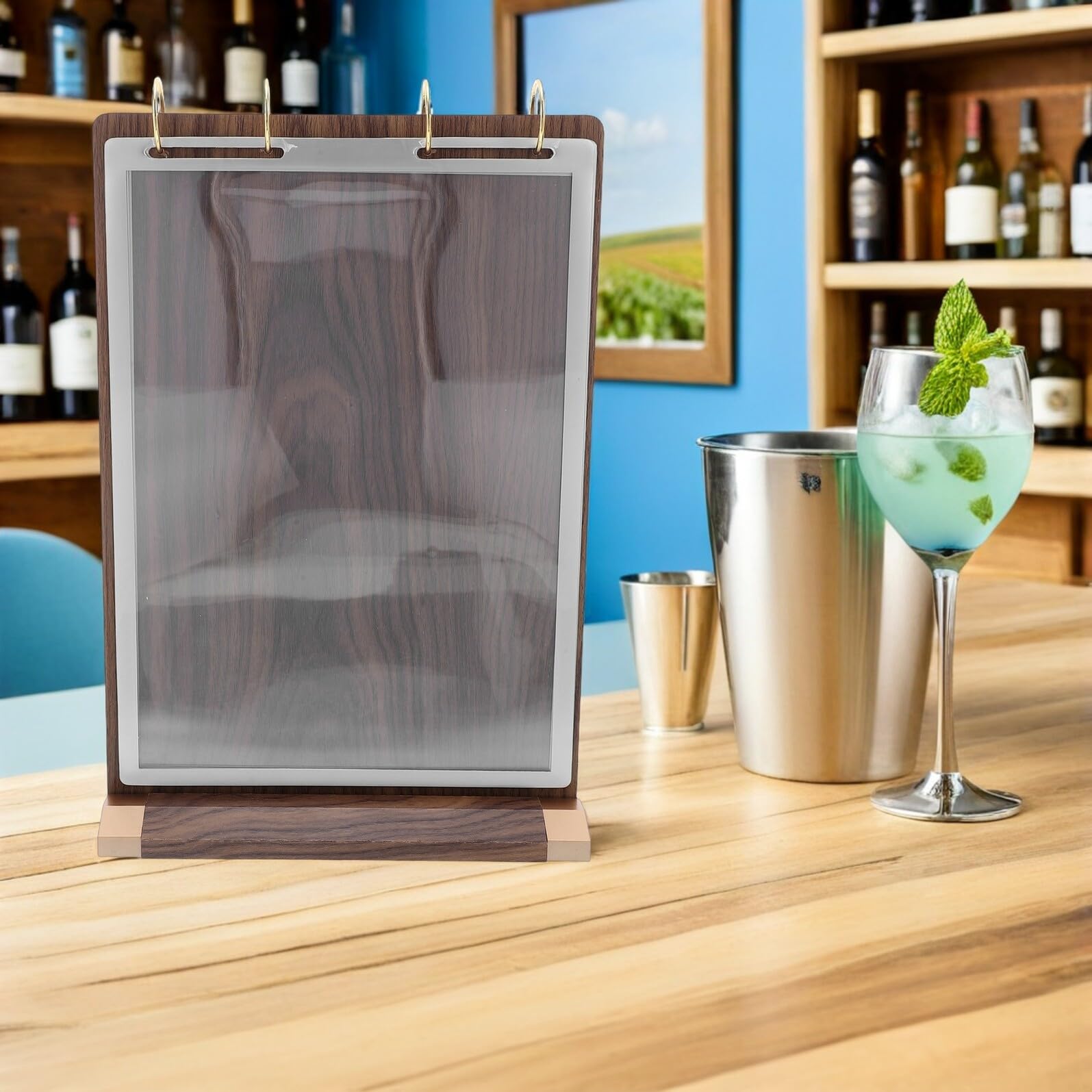 TOPBATHY Expositor De Menús De Madera De Nogal Soporte Para Marco De Menú Portamenús Para Mesas Para Exhibición Escritorio y Mesa Material De Nogal