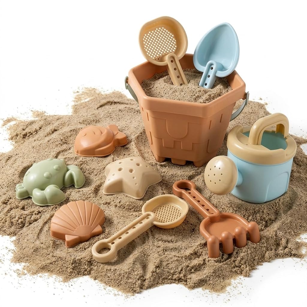 Sand Pit Toys - Beach Toys Set For Kids | Bucket And shovel With hippocampus Molds | Outdoor Digging Game For young children | Perfect For Beach Or Sandbox Play Sand Toy With Rake And Storage