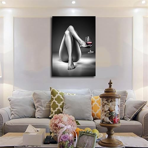 Miniatura 7 de Lienzo decorativo para pared, pintura de copa de vino de mujer, color blanco y negro, fotos de hermosas niñas, pósteres abstractos modernos,