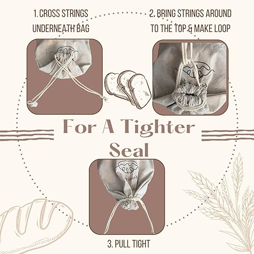 Miniatura 5 de Simply H&K Bolsas de pan reutilizables de lino para pan casero Paquete de 3  12 x 15 pulgadas  con forro interior  Bolsas de masa madre, regalos