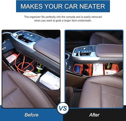 Miniatura 9 de Hudiriy Caja de almacenamiento para auto compatible con BMW X1 U11 2023 2024 Bandeja organizadora de consola inferior, caja de almacenamiento TPE