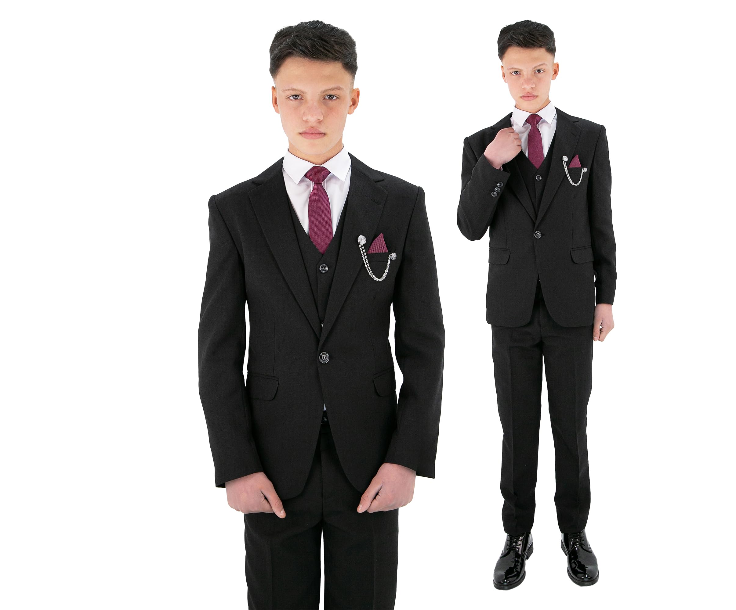 Chłopięcy teksturowany 8-częściowy strój formalny – zestaw slim fit dla Pageboy, na ślub, komunię, wiek 1-16 lat