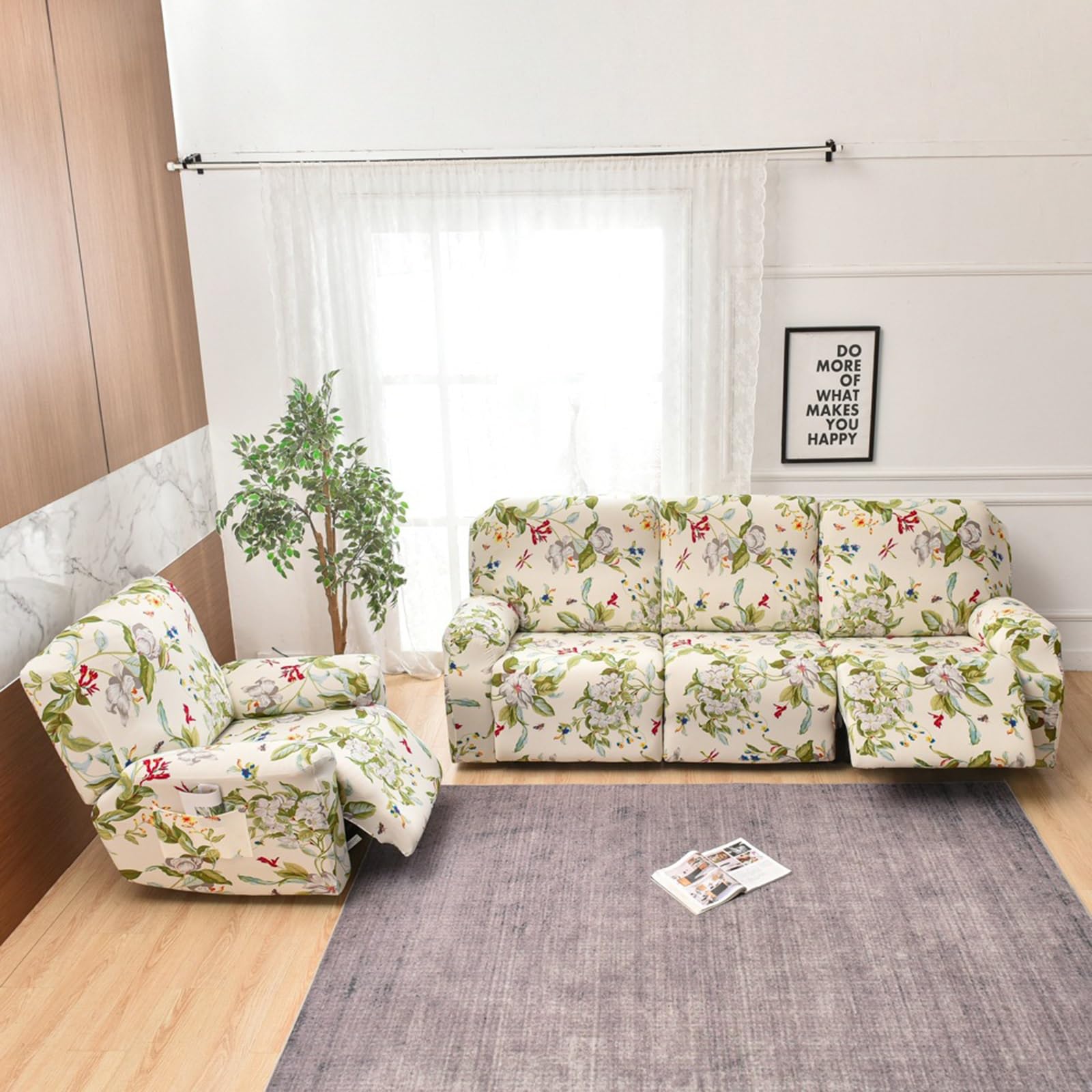 MKKBOB Recliner Chair Covers 3/2/1 Seater Recliner Cover Anti-Slip Stretch Reclining Couch Cover Slipcovers for Chairs with Arms Soft Recliner Sofa Chair Covers Washable(Color10,3 Seater)