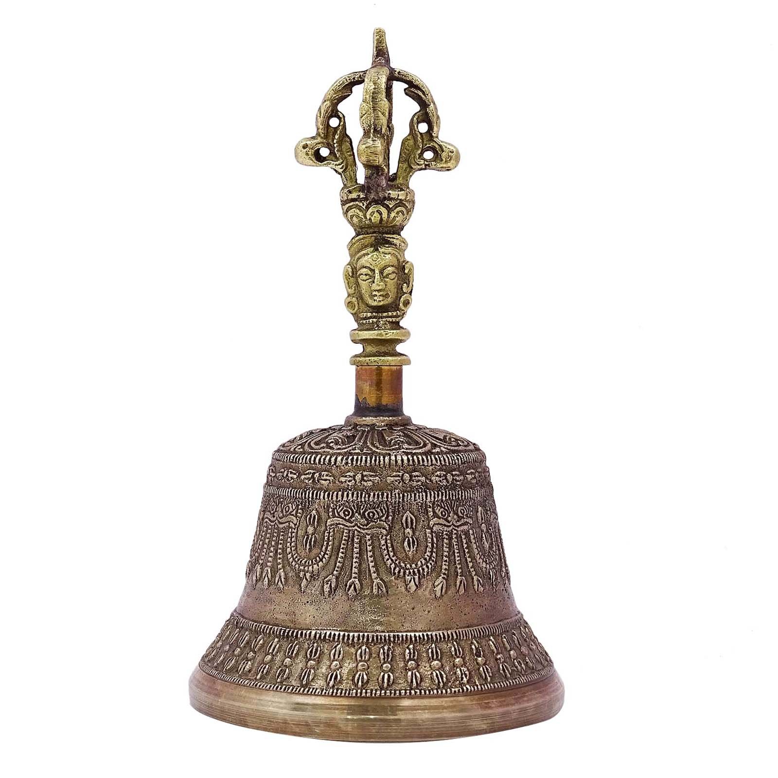 IBA Indianbeautifulart Antique Brass Bell Religious Tibetan Buddhism Handmade Vajra Dorje Prayer Bell