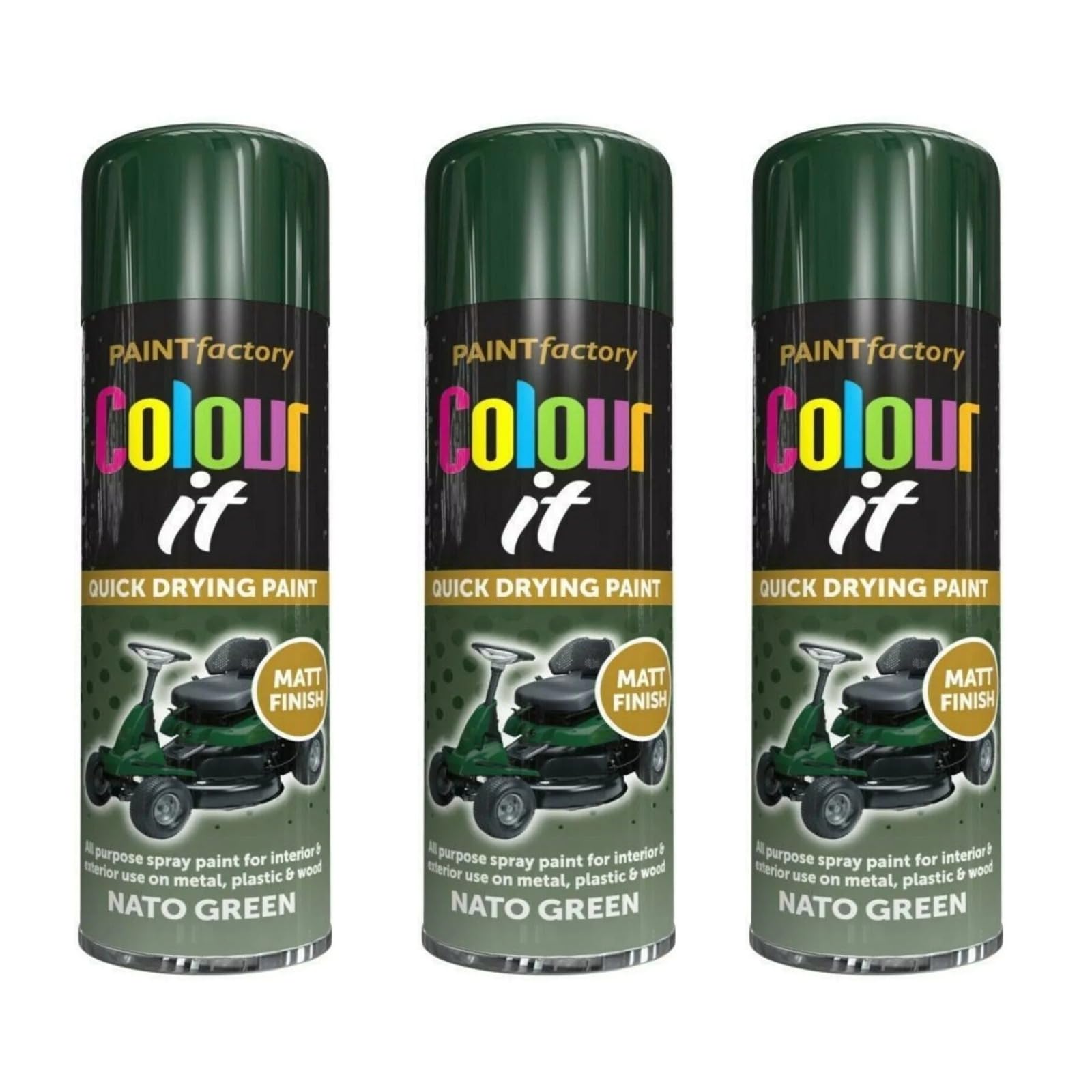 PNJB All-Purpose Nato Green Aerosol Spray Paint, Quick Drying Spray, Fast Dry and Excellent Coverage for Wood, Metal, Plastic, 400ML (3PCS)