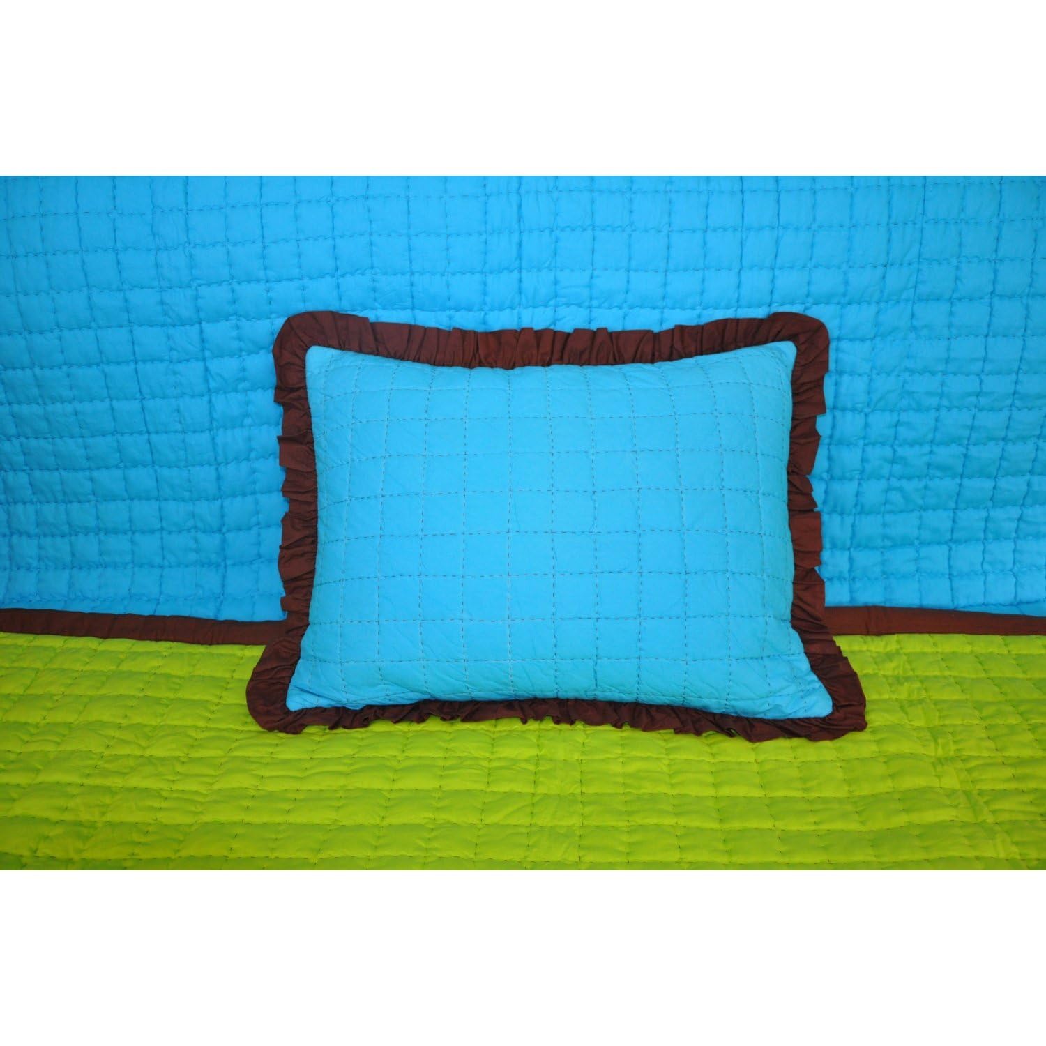 Bacati - Valley of Flowers Turquoise and Lime Twin Quilt
