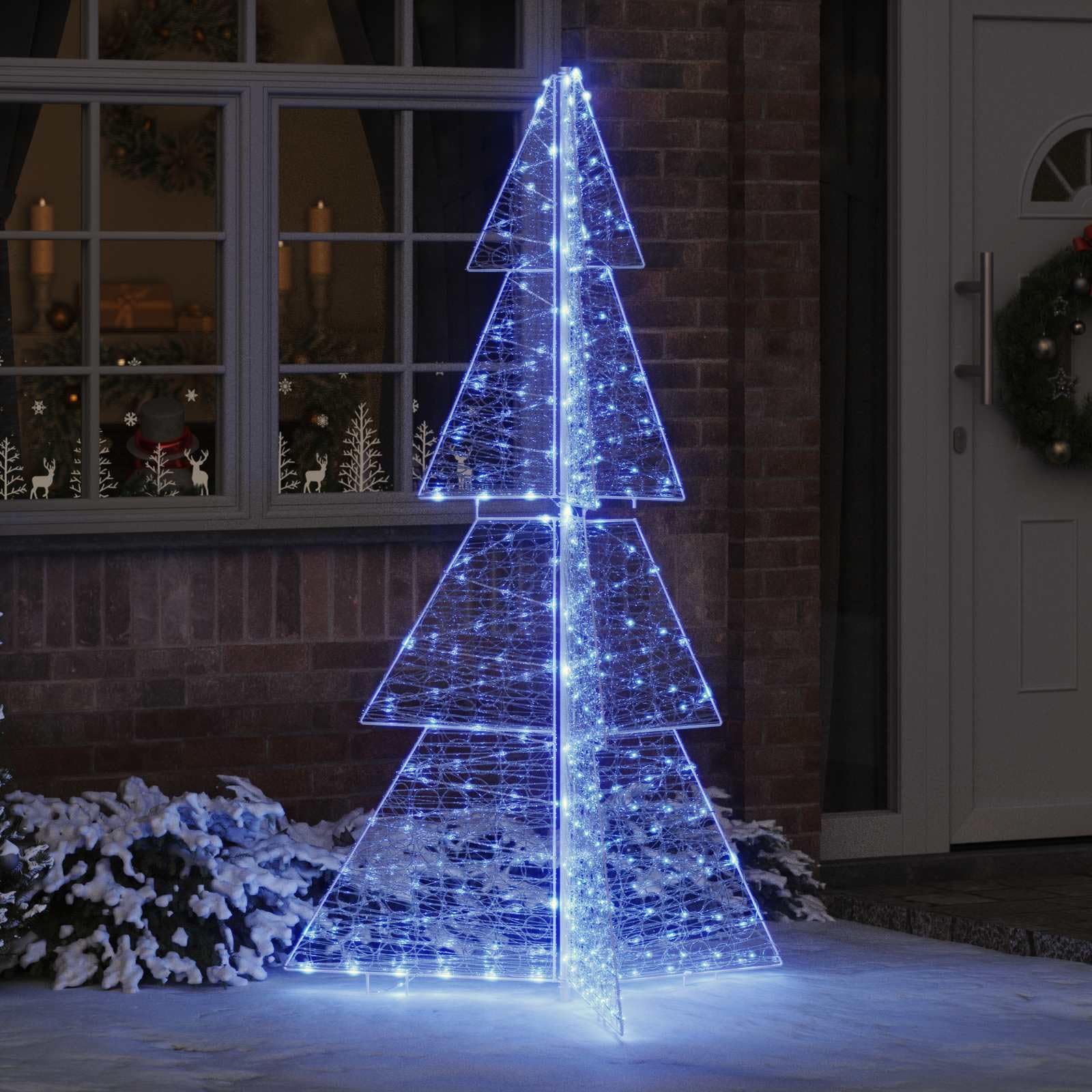 Choinka z 240 diodami LED, niebieska, 180 cm, akrylowa, nowoczesne drzewko dekoracyjne do dekoracji wewnątrz i na zewnątrz, ze złączem USB, trwały materiał, idealna na Boże Narodzenie, Adwent