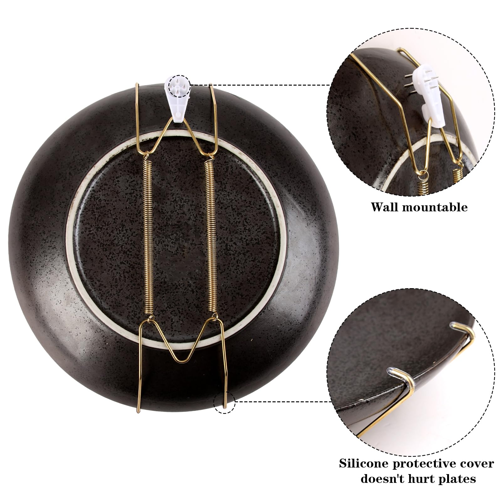 WeddHuis Set 2 Ganci Per Piatti Da Parete 8" - Portapiatti Invisibili Per Decorazioni E Display - Foto 3