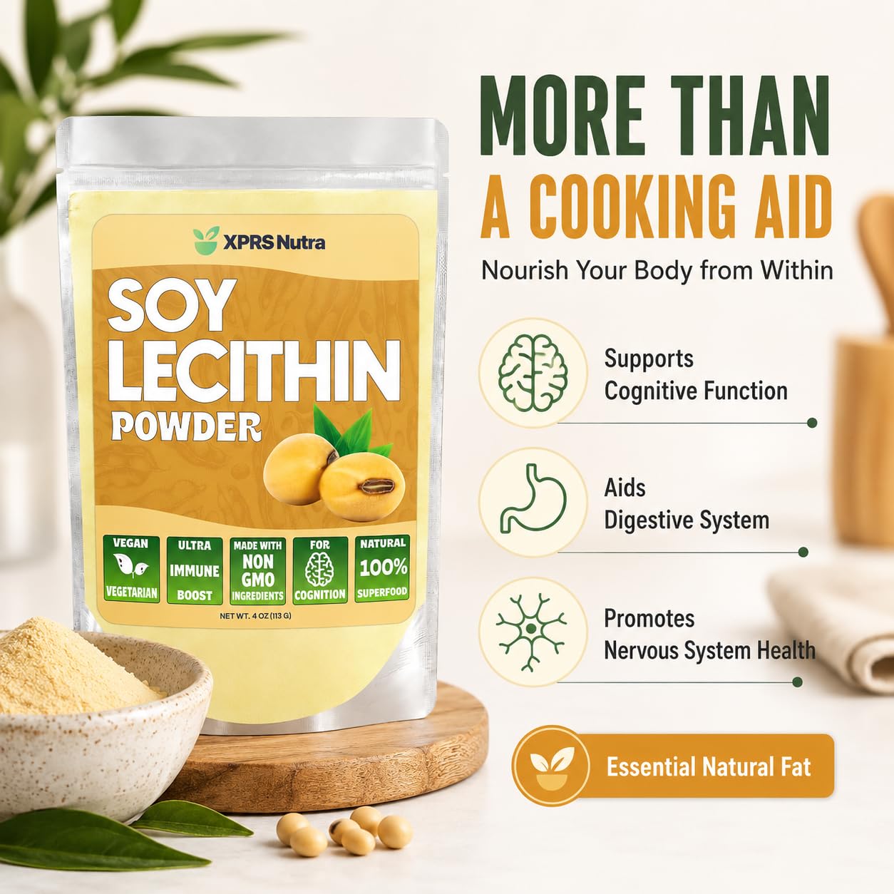 XPRS Nutra Soy Lecithin Powder Food Grade Fat Emulsifier - Suitable for Cooking, Baking and More - Vegan Friendly Soy Lecithin Powder Cooking Aid (4 Ounce) — Amazon image 5