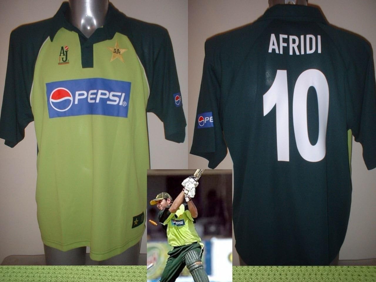 AJ Sports Pakistan AFRIDI Adult Large BNWOT World Cup Cricket Shirt Jersey New