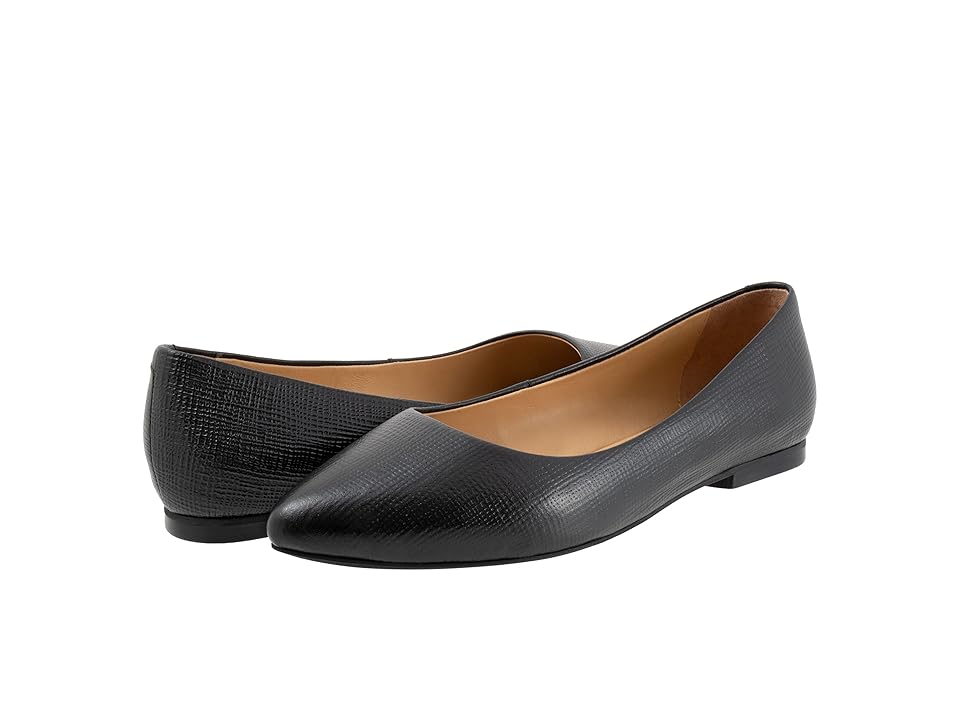 Trotters Estee (Black Embossed) Women's Slip-on Dress Shoes INTERNATIONAL SHIPPING