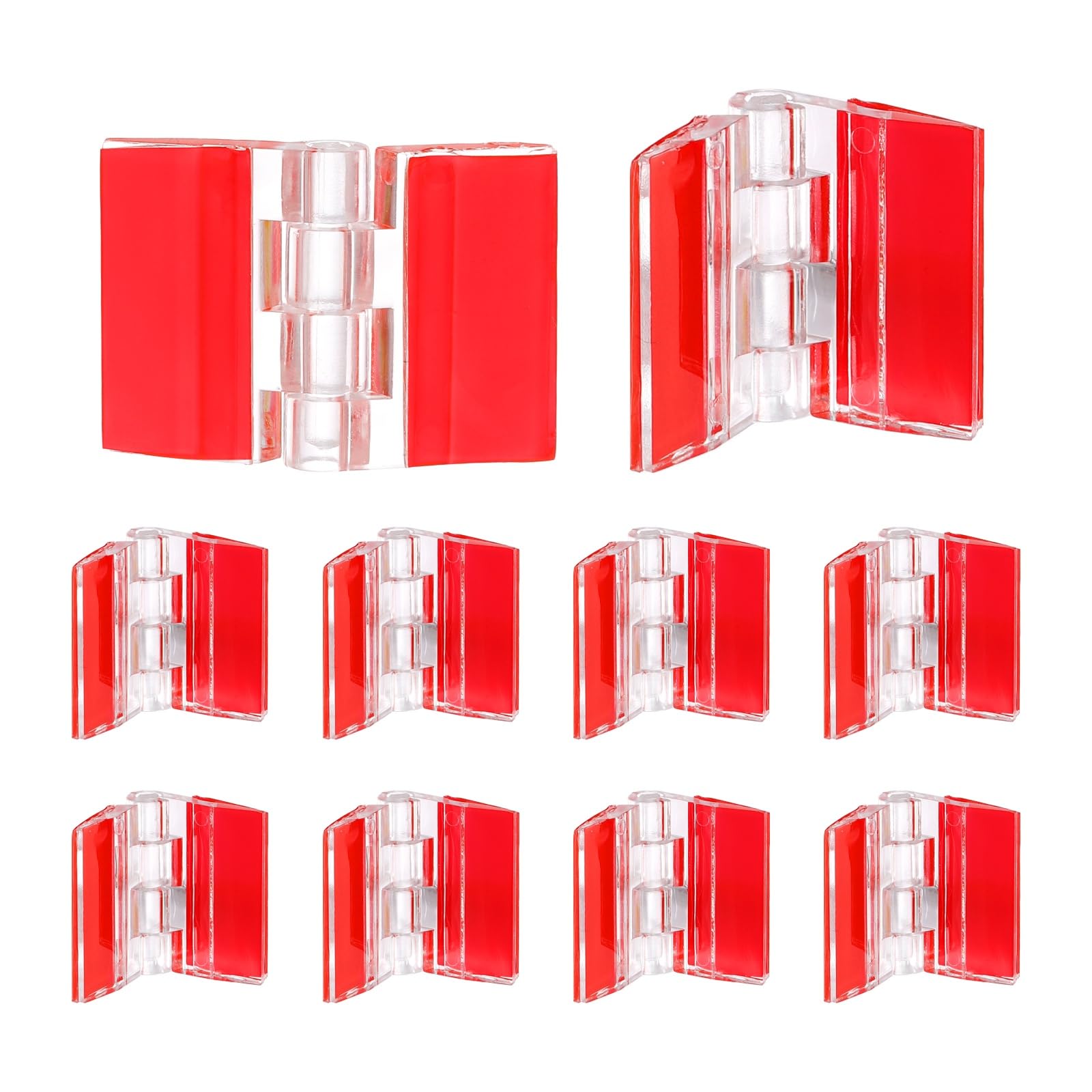 sourcing map 10 Pcs Acrylic Hinges, 25x35mm Invisible Self-Adhesive Clear Hinge with Acrylic Shafts, 275° Transparent Continuous Piano Hinge for DIY Furniture, Display Stand, Cabinets