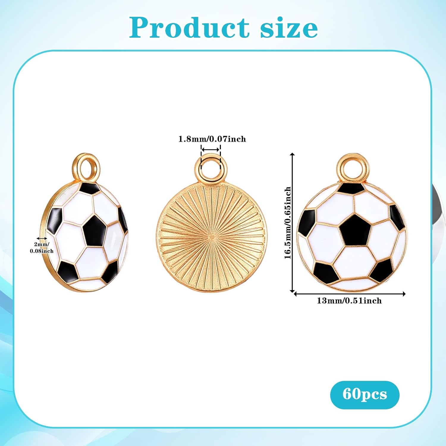 60 Pcs Enamel Soccer Charm Football Charms, Alloy Sports Charms Ball Soccer Pendants Beads for Jewelry Making Supplies DIY Necklace Bracelet Crafting Adults Teens - Image 4