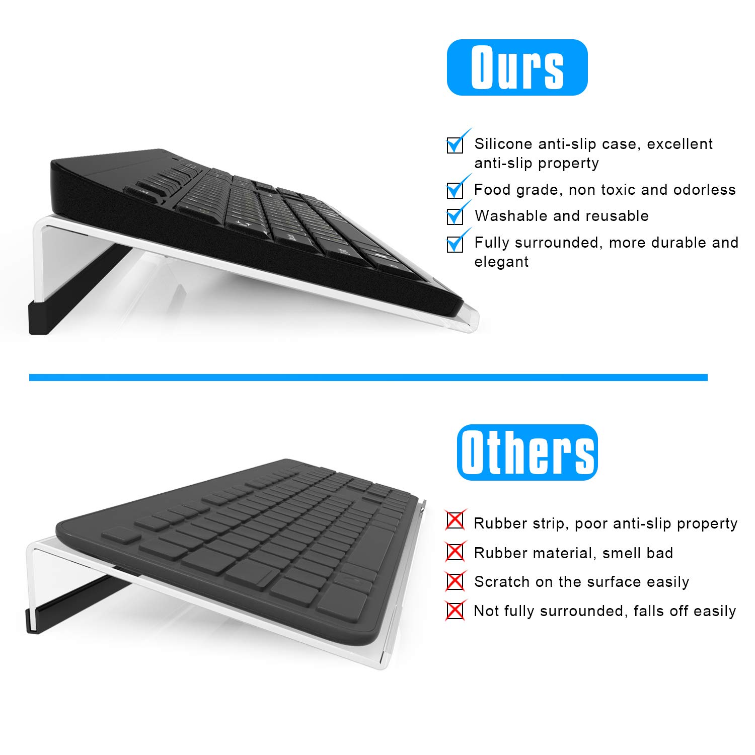 Richboom Acrylic Tilted Computer Keyboard Stand for Easy Ergonomic